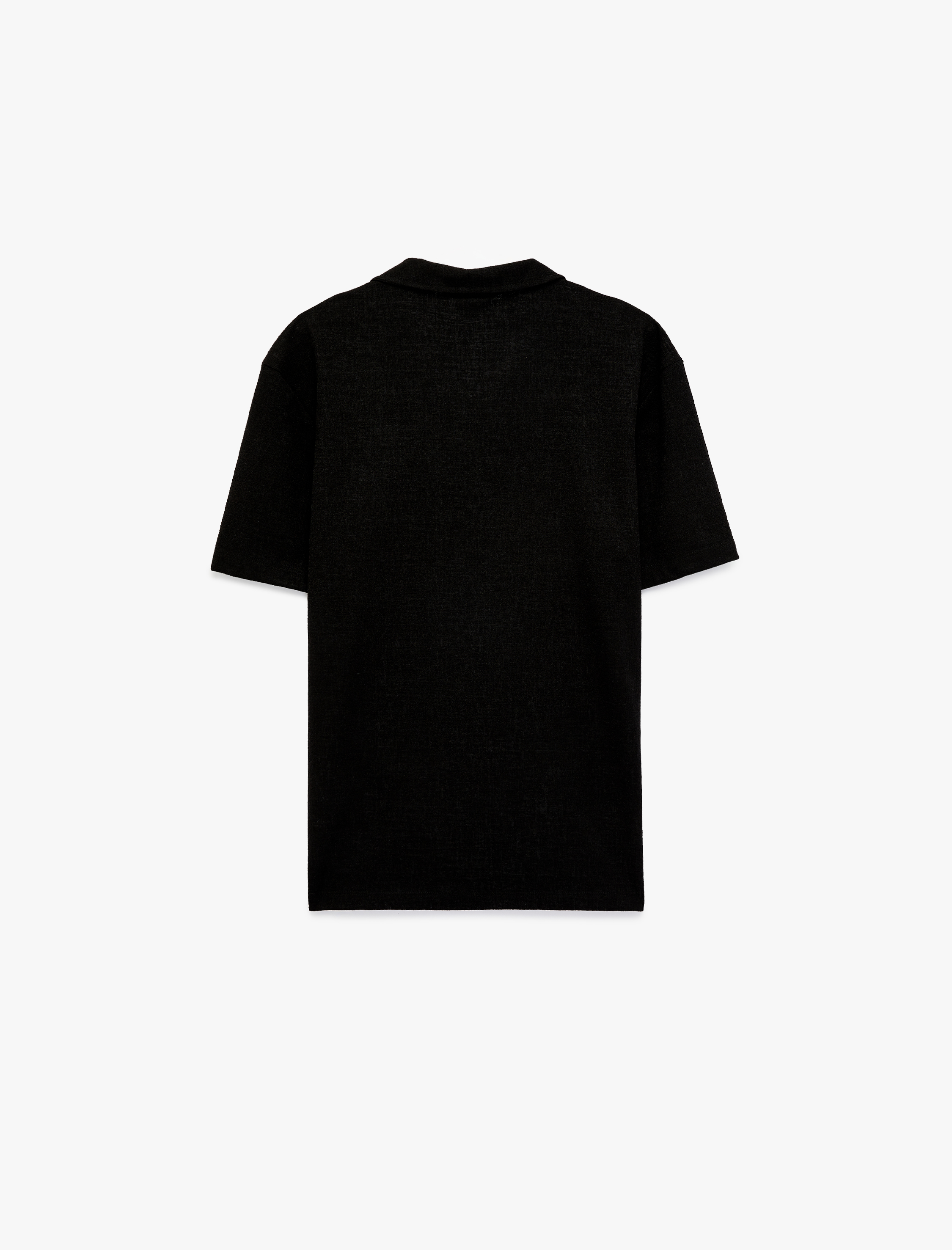   Regular Fit Kısa Kollu Dokulu Polo Yaka Tişört