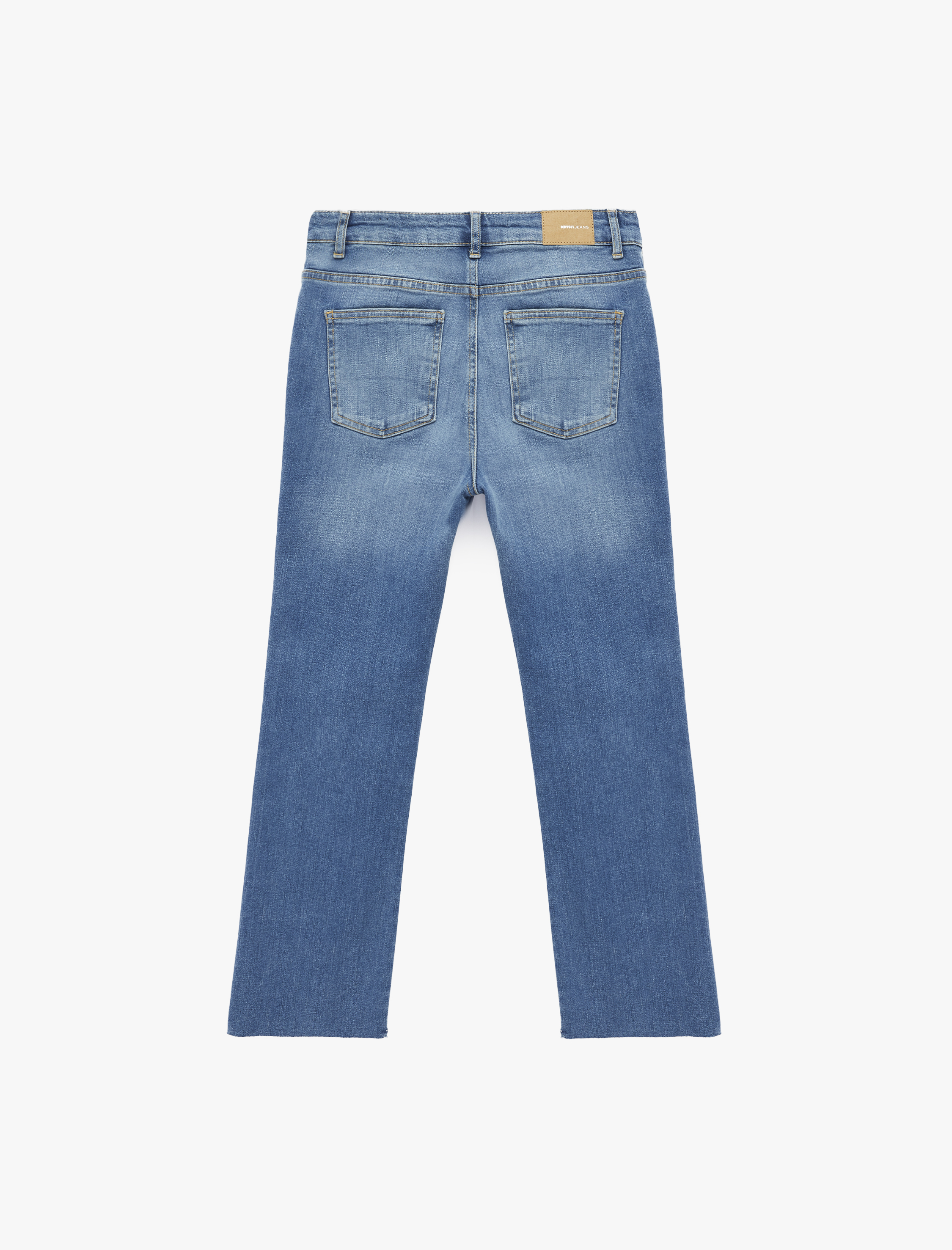   Normal Bel Dar Kesim Düğmeli Pamuklu İspanyol Paça Denim Pantolon - Flare Jeans