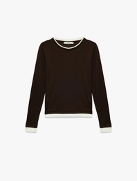 Viskon Karışımlı Slim Fit Biyeli Bisiklet Yaka Uzun Kollu Tişört