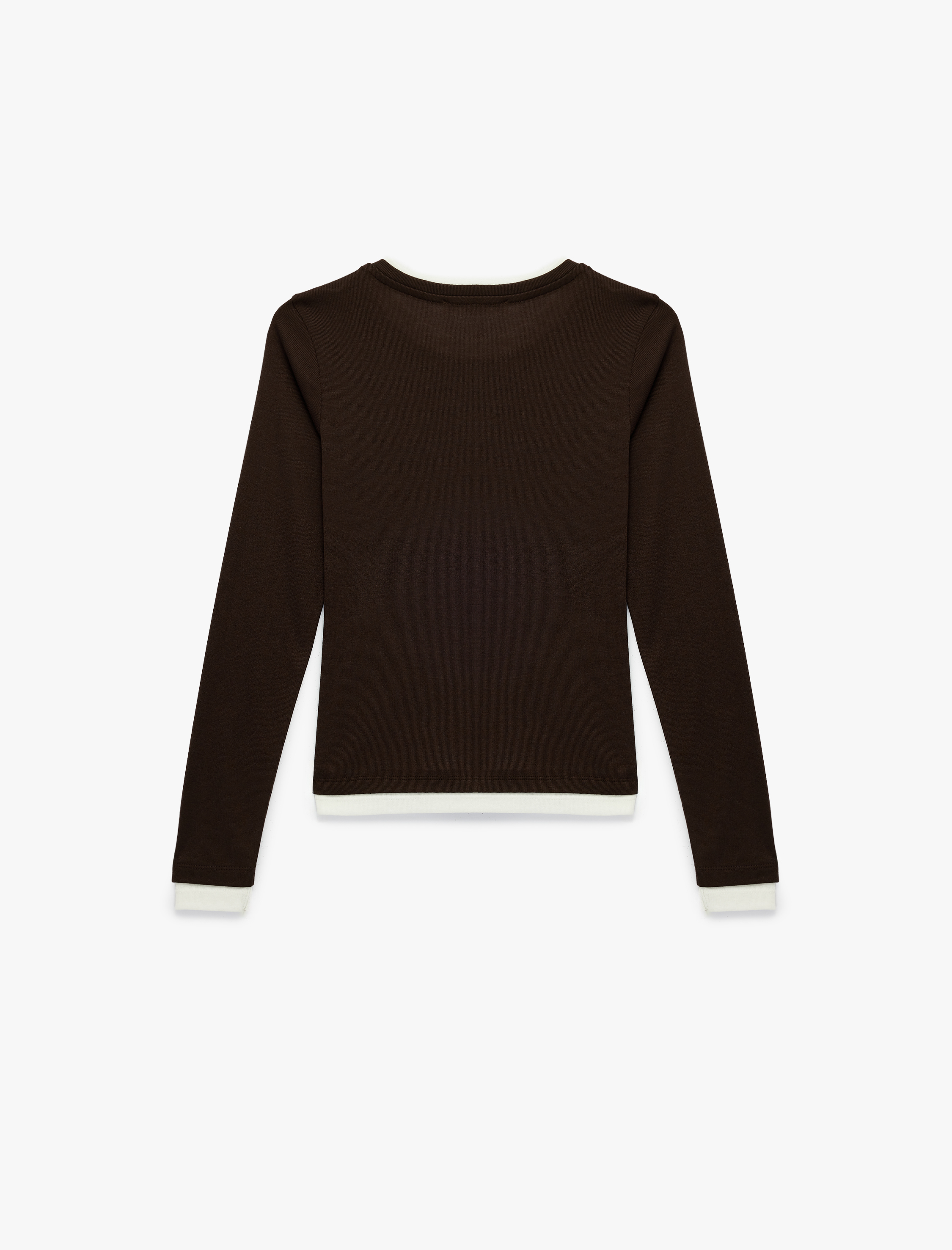   Viskon Karışımlı Slim Fit Biyeli Bisiklet Yaka Uzun Kollu Tişört