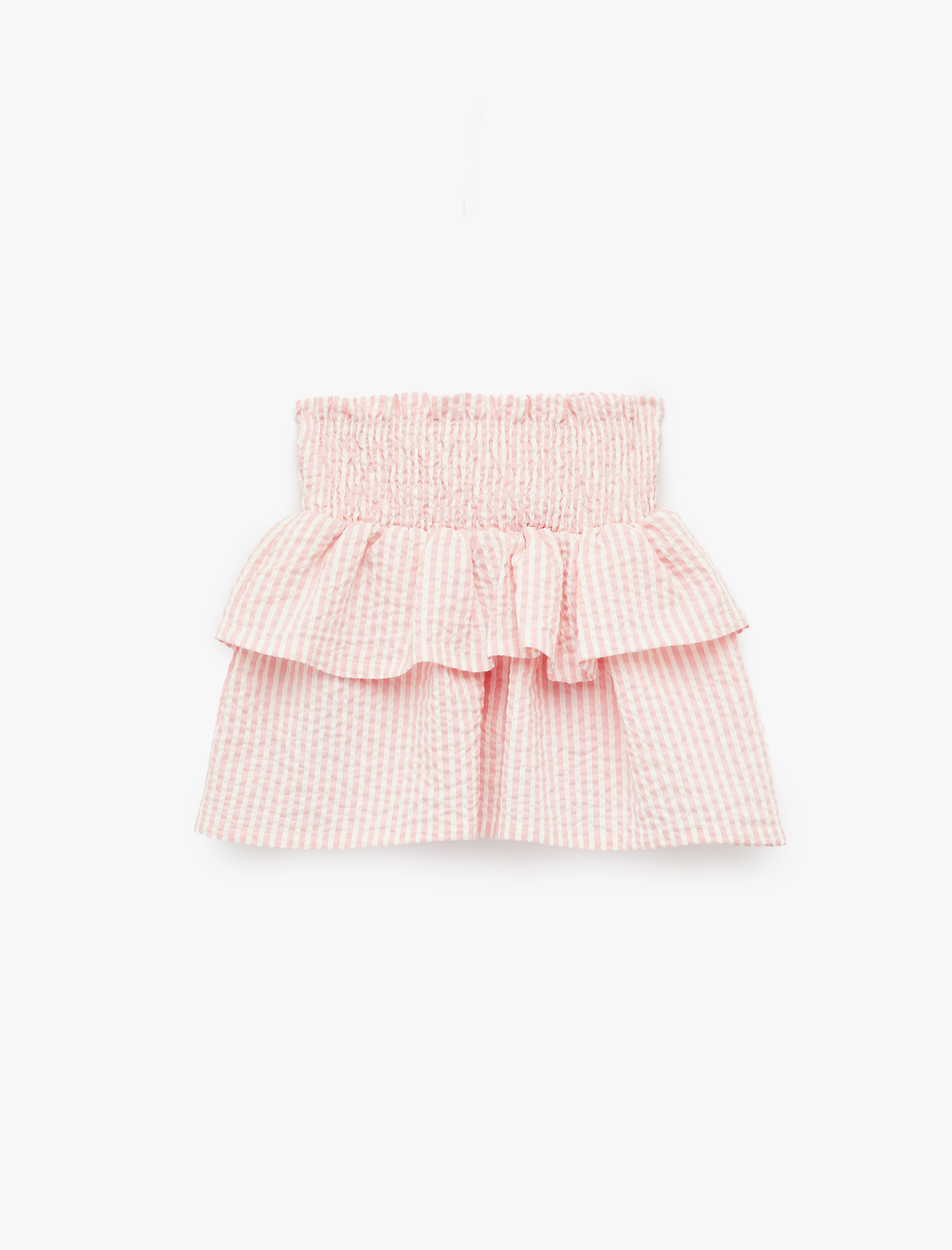  Kız Bebek Gipeli Yüksek Bel Katlı Pileli Çizgili Etek