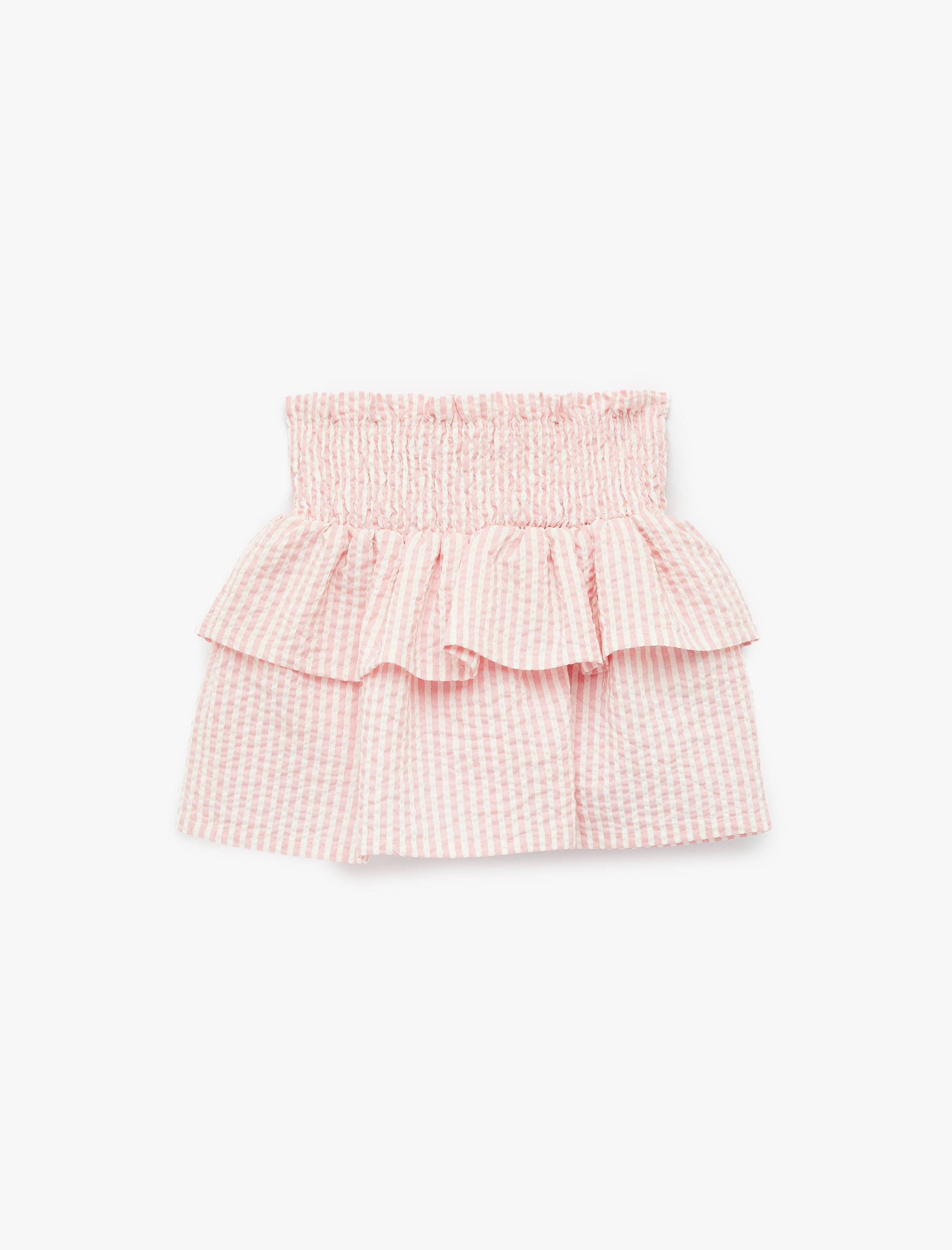  Kız Bebek Gipeli Yüksek Bel Katlı Pileli Çizgili Etek