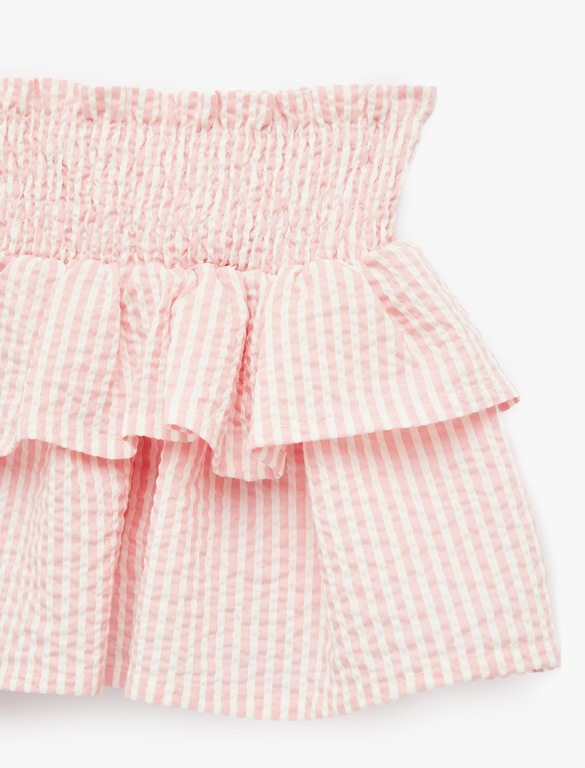  Kız Bebek Gipeli Yüksek Bel Katlı Pileli Çizgili Etek