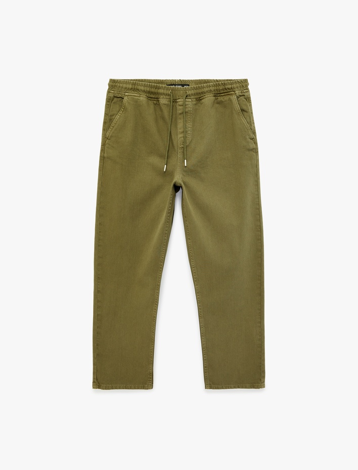  Oversize Pamuklu Cepli Beli Bağcıklı Baggy Jean Pantolon