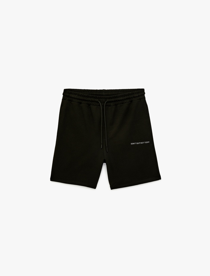  Bermuda Baskılı Cepli Beli Bağcıklı Spor Şort