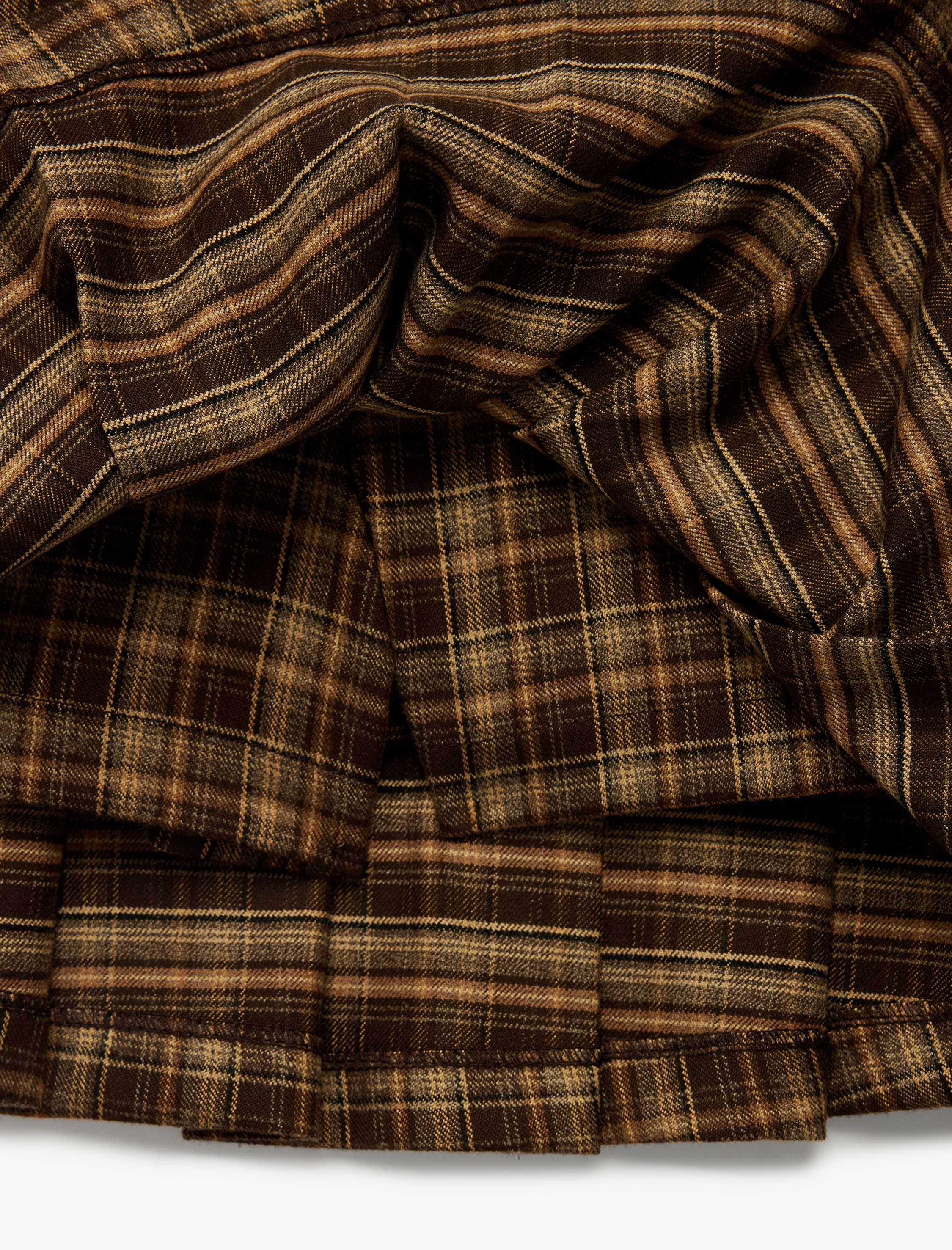   Kemer Detaylı Ekoseli Mini Şort Etek