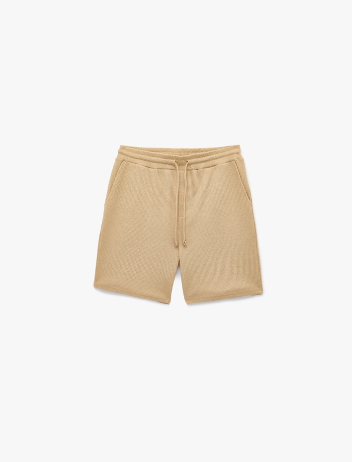  Regular Fit Cepli Bermuda Beli Bağcıklı Şort