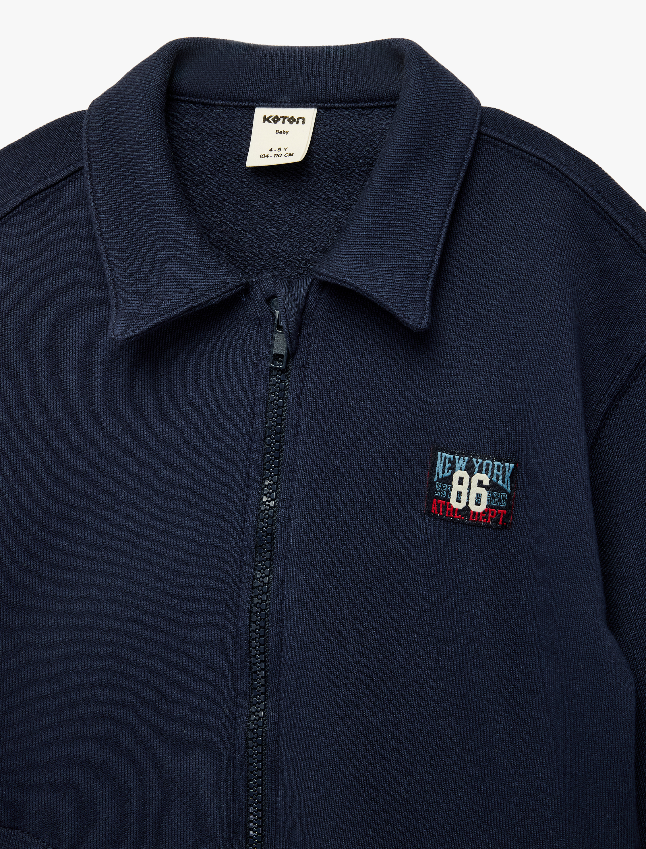  Erkek Bebek Pamuklu Cepli Uzun Kollu Oversize Polo Yaka Fermuarlı Sweatshirt