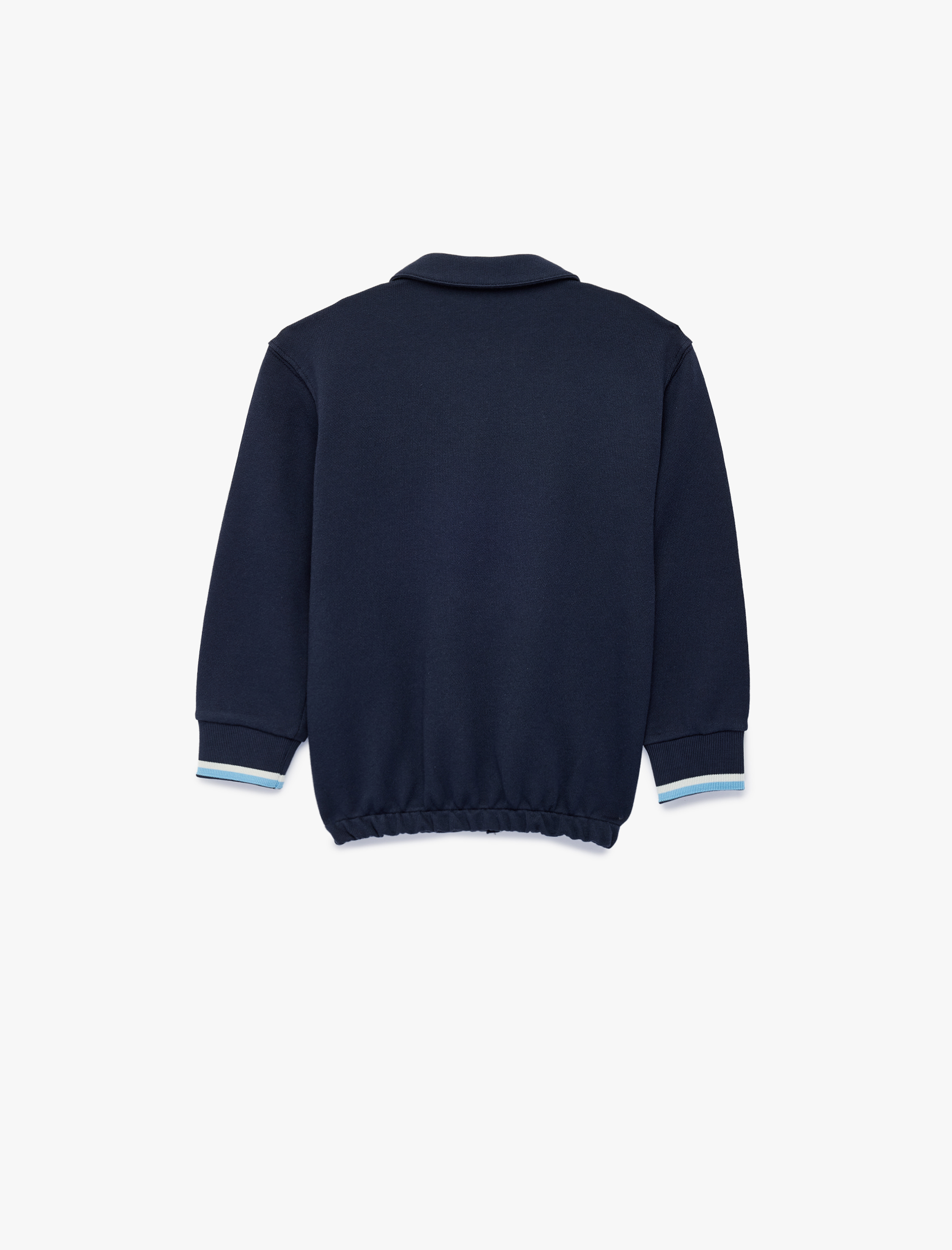  Erkek Bebek Pamuklu Cepli Uzun Kollu Oversize Polo Yaka Fermuarlı Sweatshirt