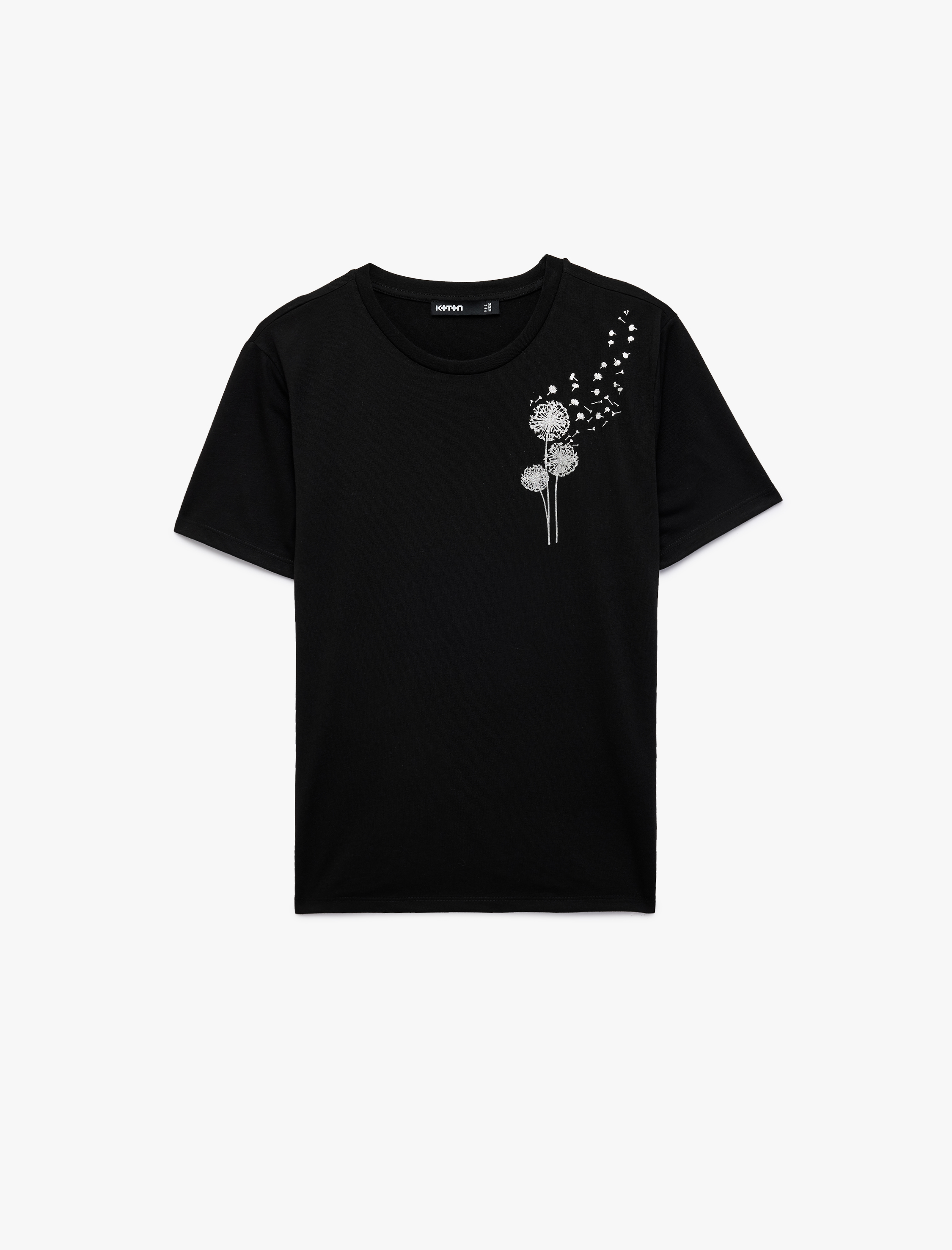   Regular Fit Bisiklet Yaka Kısa Kollu Simli Baskılı Tişört