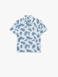 Pamuklu Klasik Yaka Cepli Desenli Kısa Kollu Gömlek