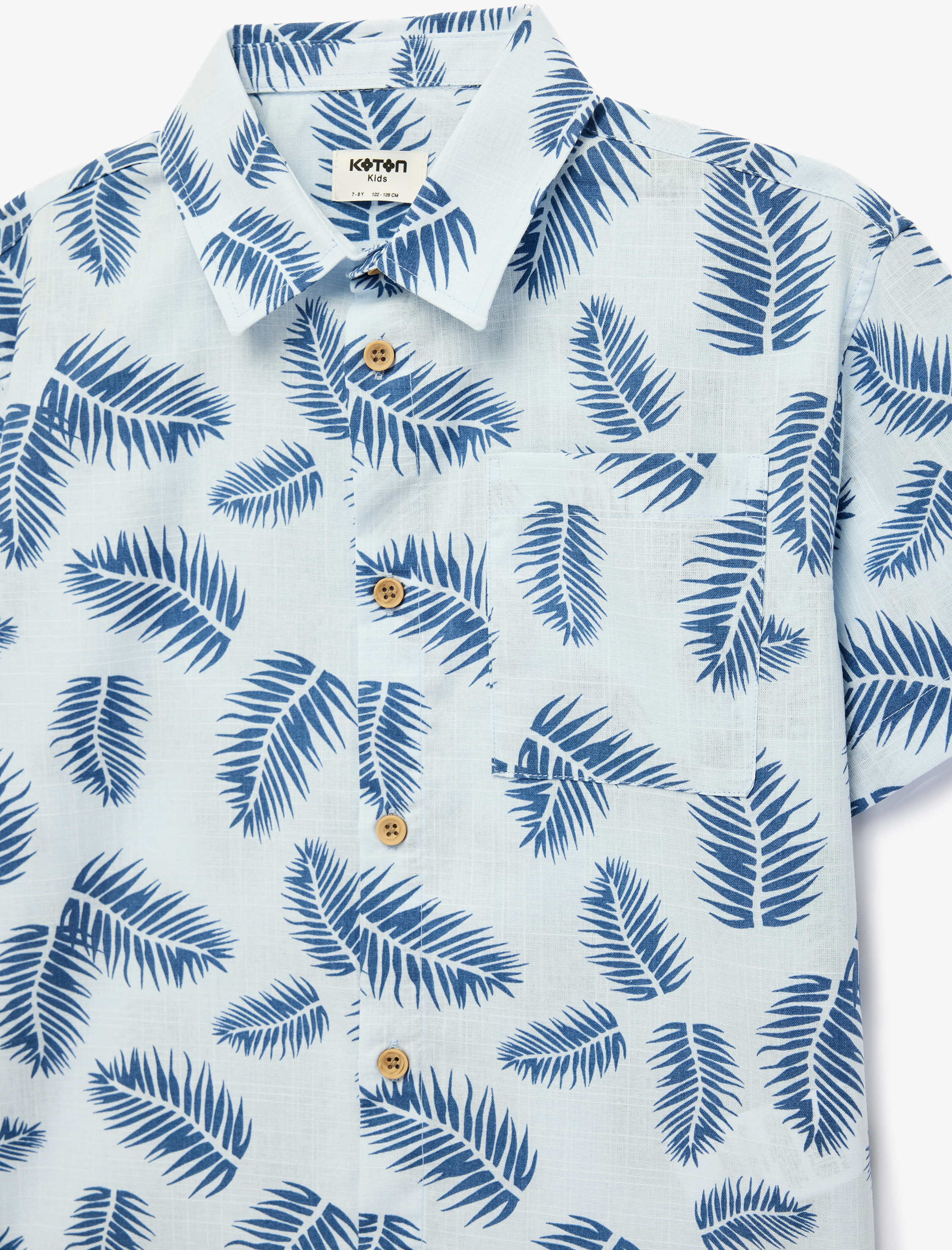  Erkek Çocuk Pamuklu Klasik Yaka Cepli Desenli Kısa Kollu Gömlek