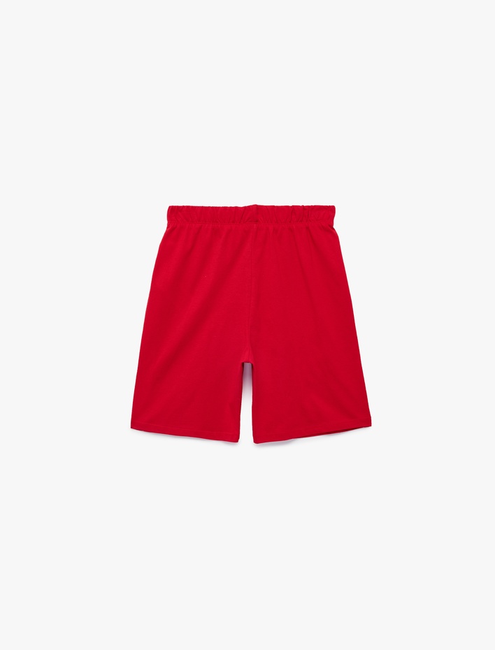 Erkek Çocuk Baskılı Beli Bağcıklı Pamuklu Şort