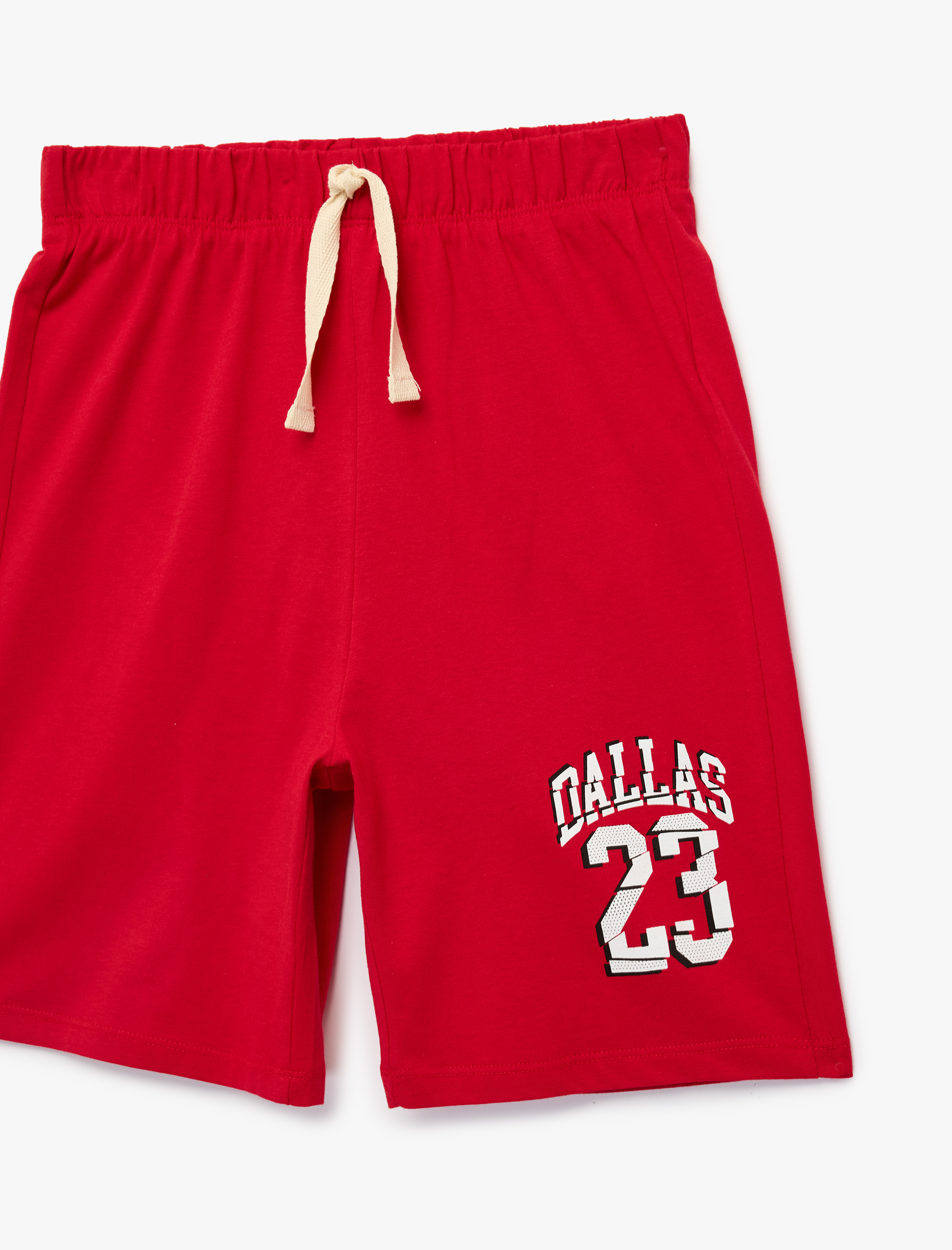  Erkek Çocuk Baskılı Beli Bağcıklı Pamuklu Şort