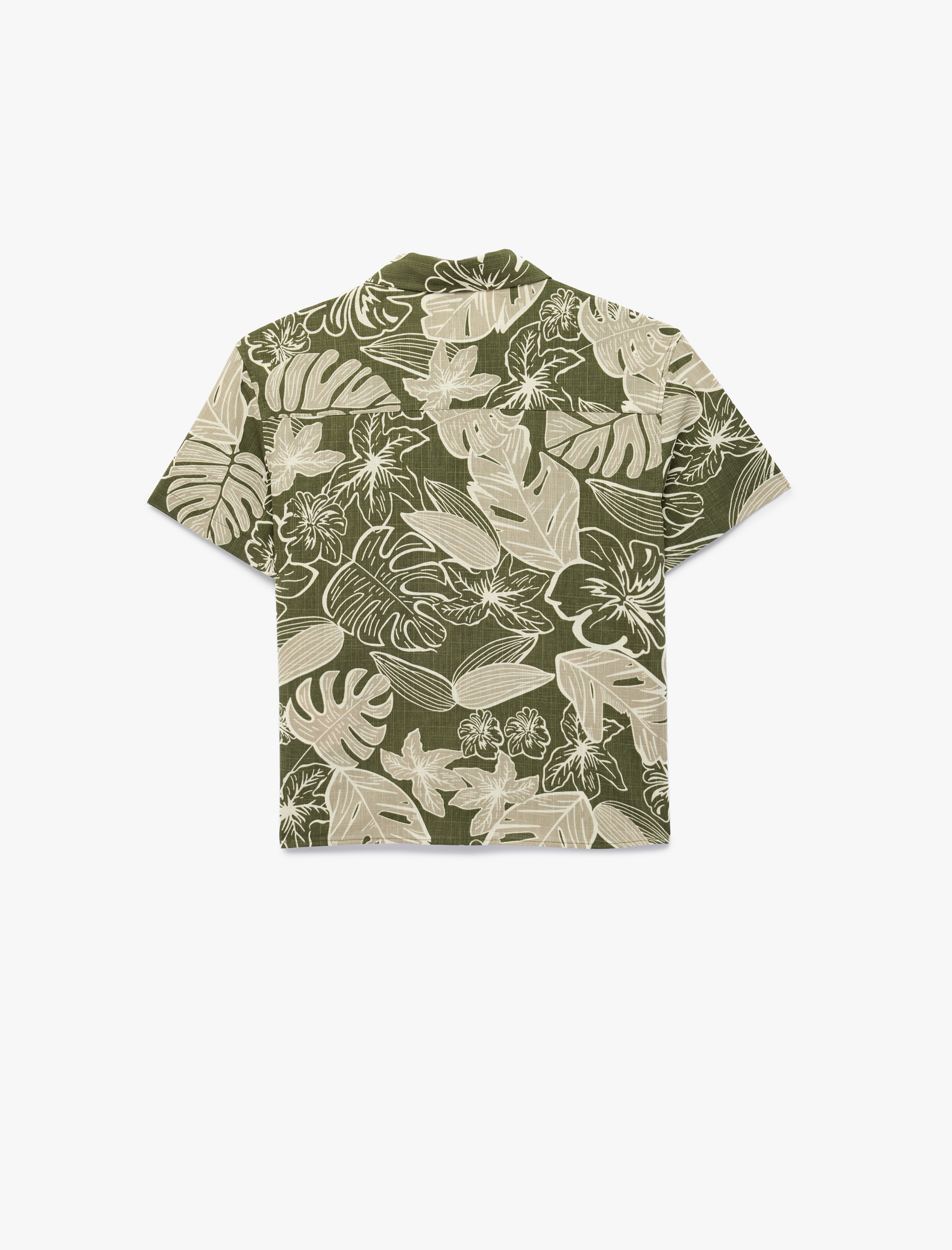  Erkek Çocuk Pamuklu Cepli Klasik Yaka Desenli Kısa Kollu Gömlek