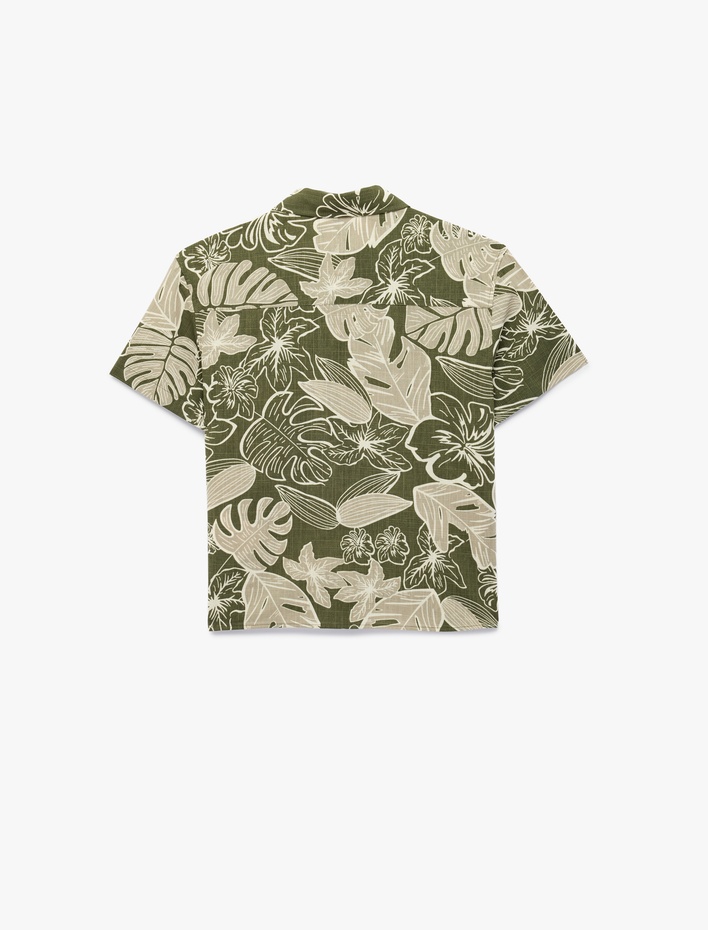 Erkek Çocuk Pamuklu Cepli Klasik Yaka Desenli Kısa Kollu Gömlek