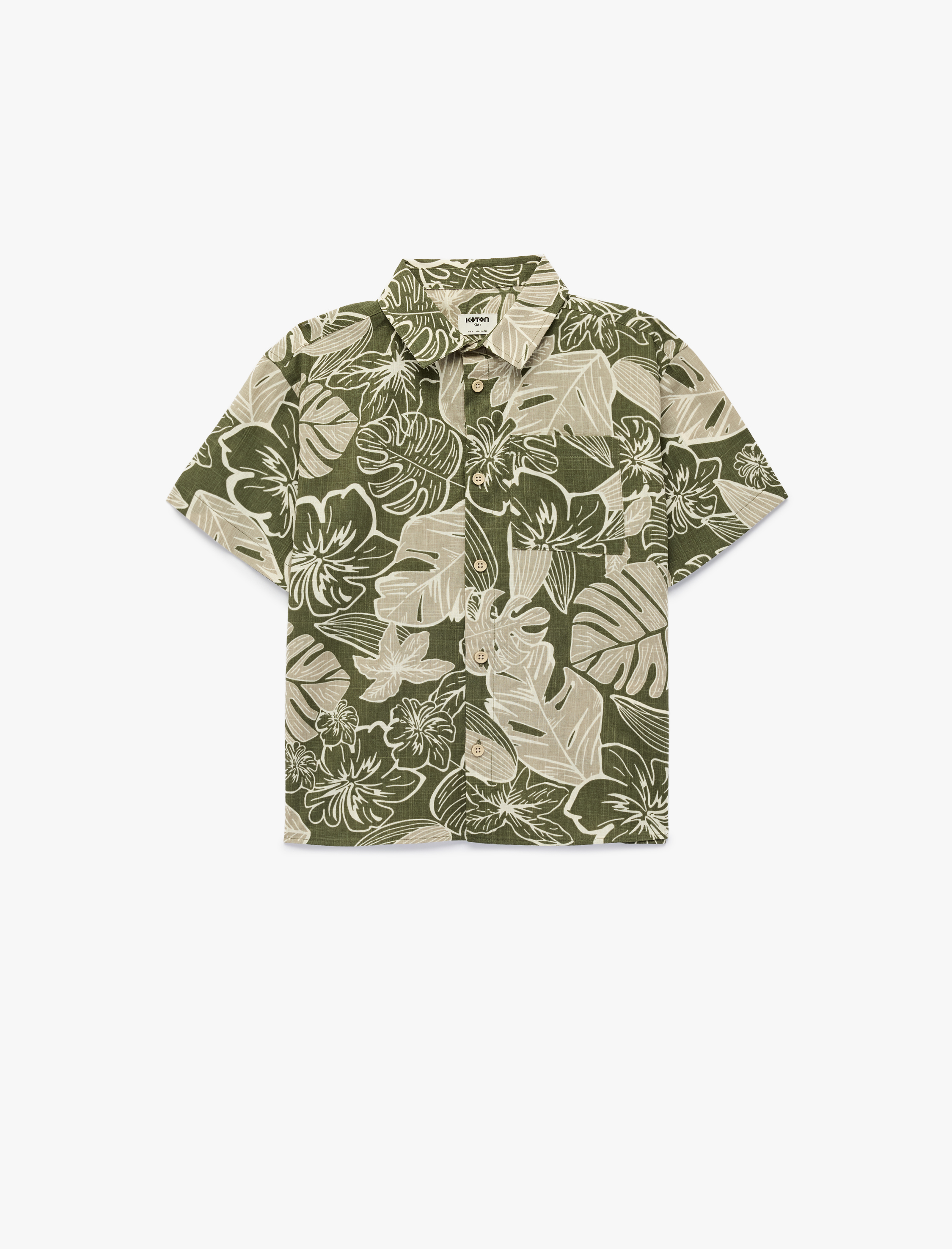  Erkek Çocuk Pamuklu Cepli Klasik Yaka Desenli Kısa Kollu Gömlek