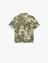 Pamuklu Cepli Klasik Yaka Desenli Kısa Kollu Gömlek