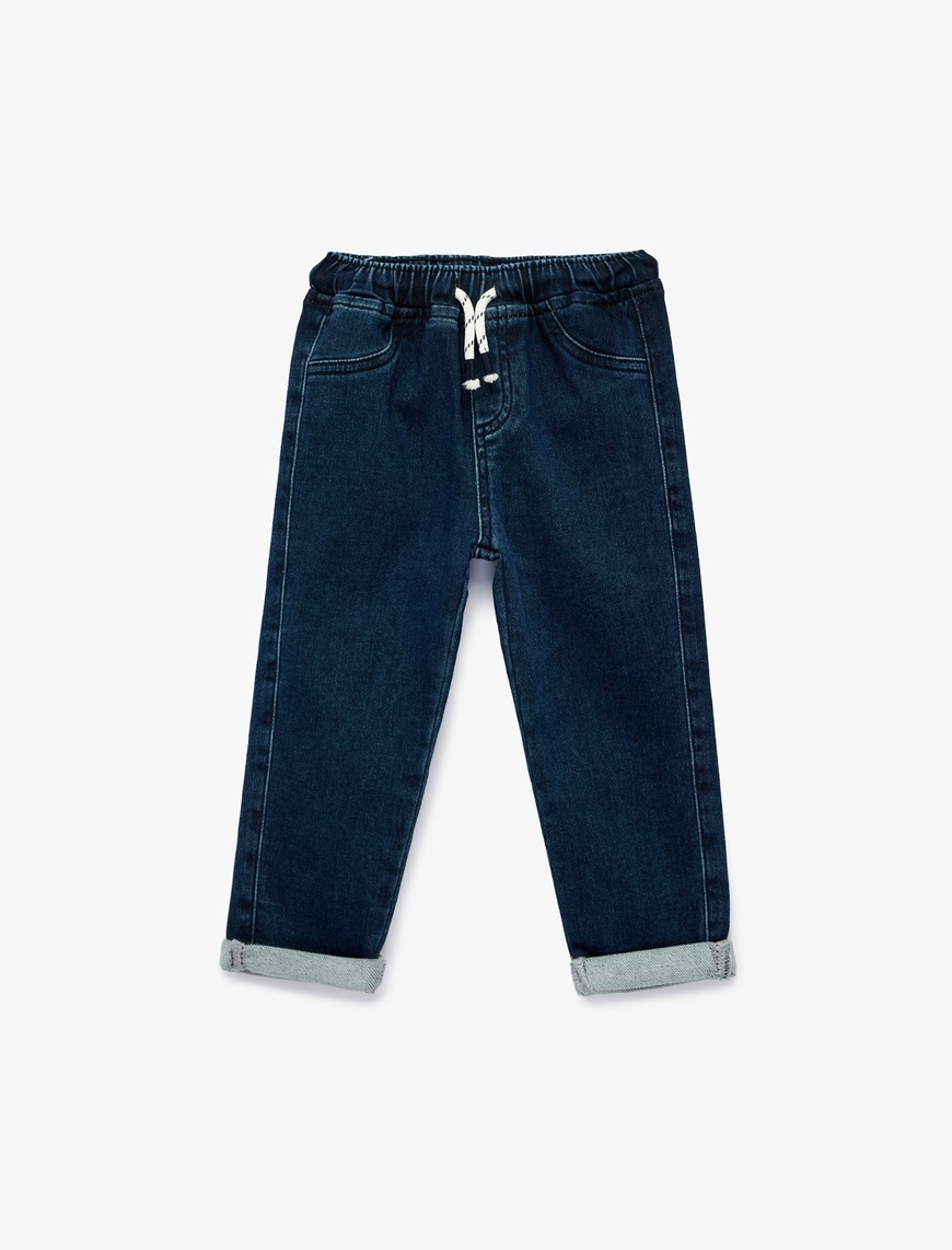 Koton Erkek Bebek Pamuklu Beli Bağcıklı Rahat Kesim Denim Pantolon