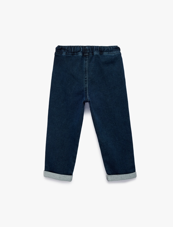 Erkek Bebek Pamuklu Beli Bağcıklı Rahat Kesim Denim Pantolon
