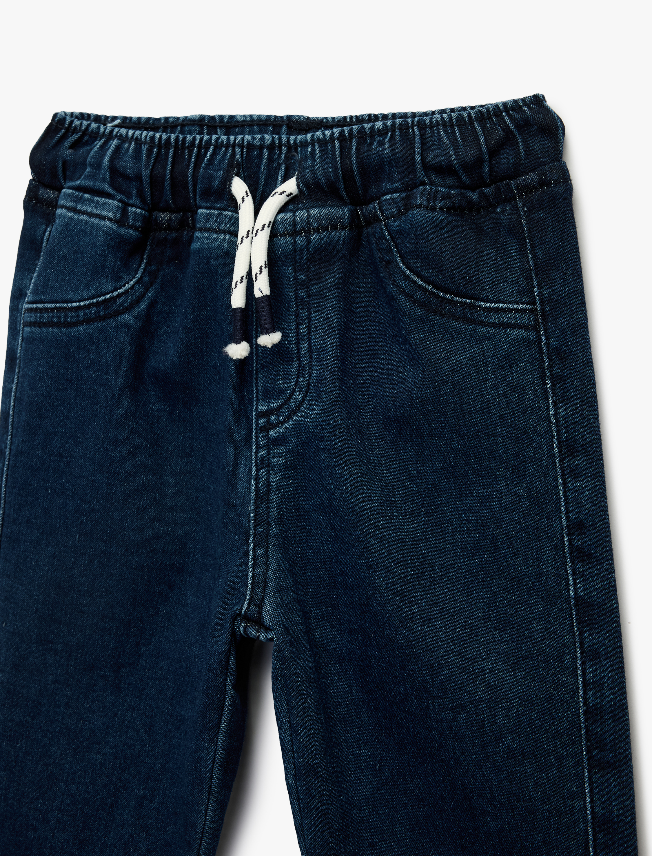  Erkek Bebek Pamuklu Beli Bağcıklı Rahat Kesim Denim Pantolon