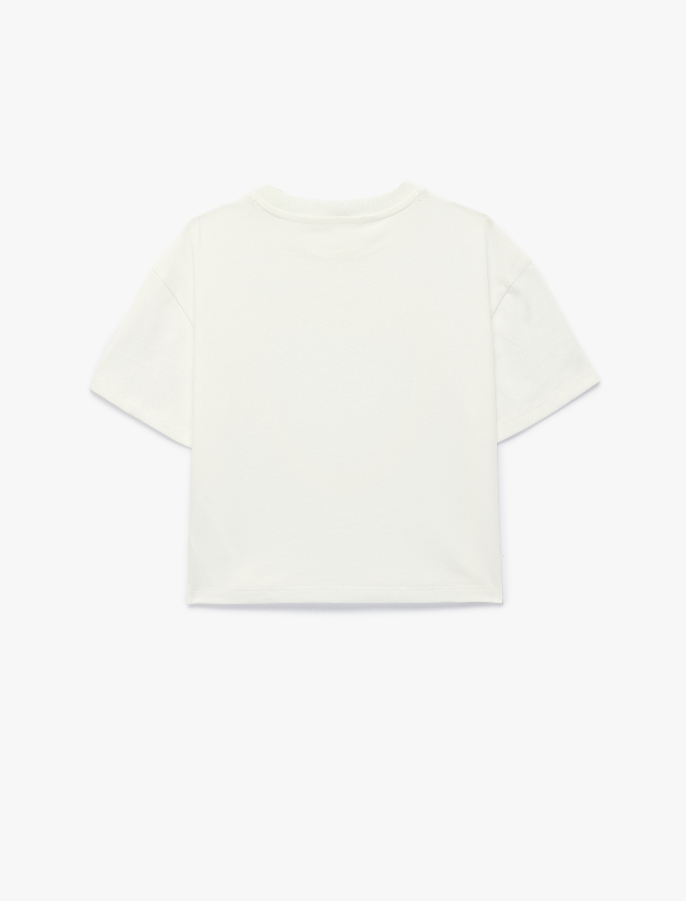  Kız Çocuk Fırfırlı Kalp Detaylı Kısa Kollu Bisiklet Yaka Pamuklu Tişört