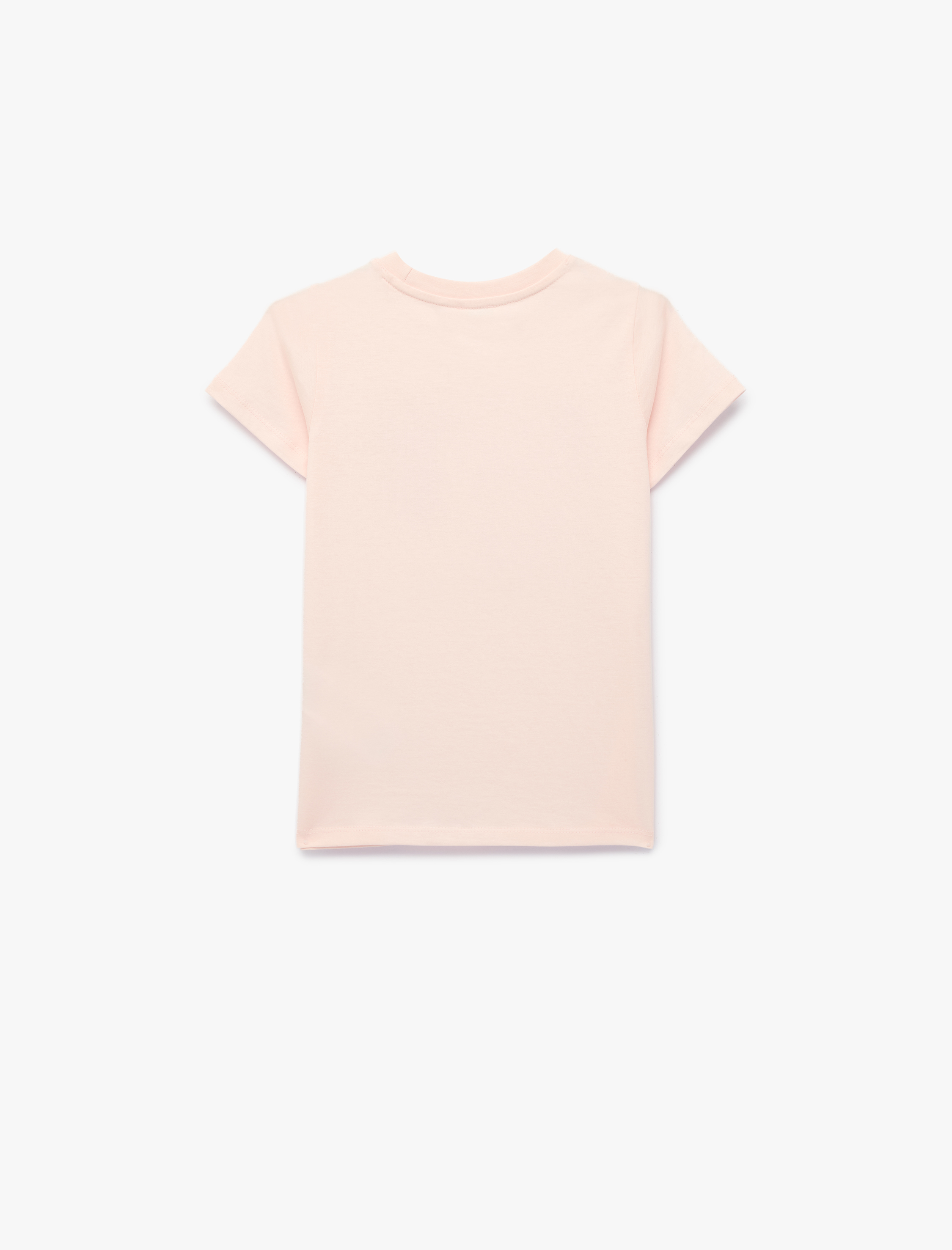  Kız Çocuk Pamuklu Bisiklet Yaka Unicorn Baskılı Kısa Kollu Tişört