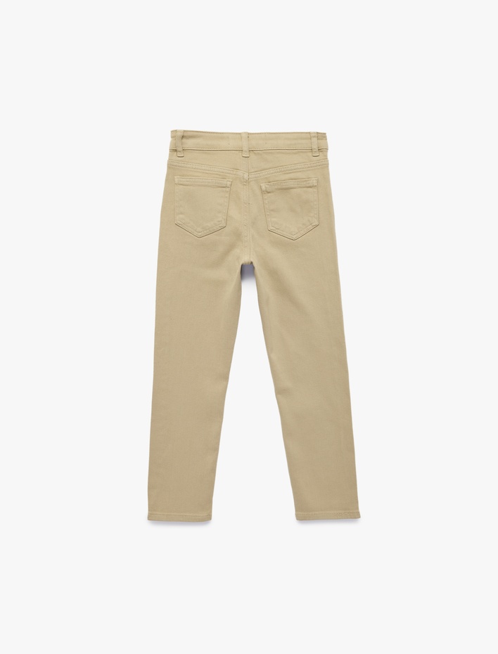 Erkek Çocuk Pamuklu Cep Detaylı Düz Paça Denim Pantolon