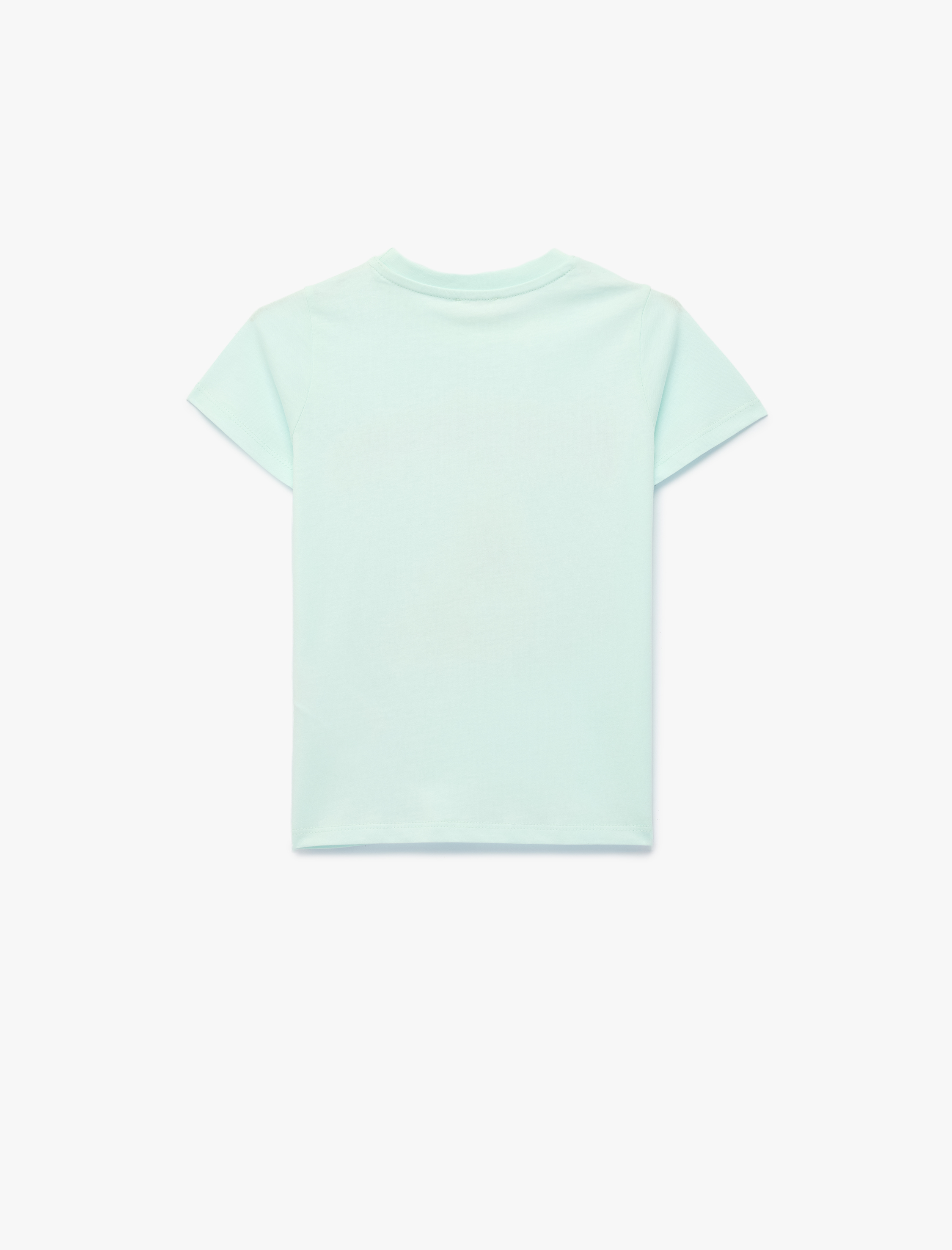  Kız Çocuk Bisiklet Yaka Kısa Kollu Pamuklu Baskılı Tişört