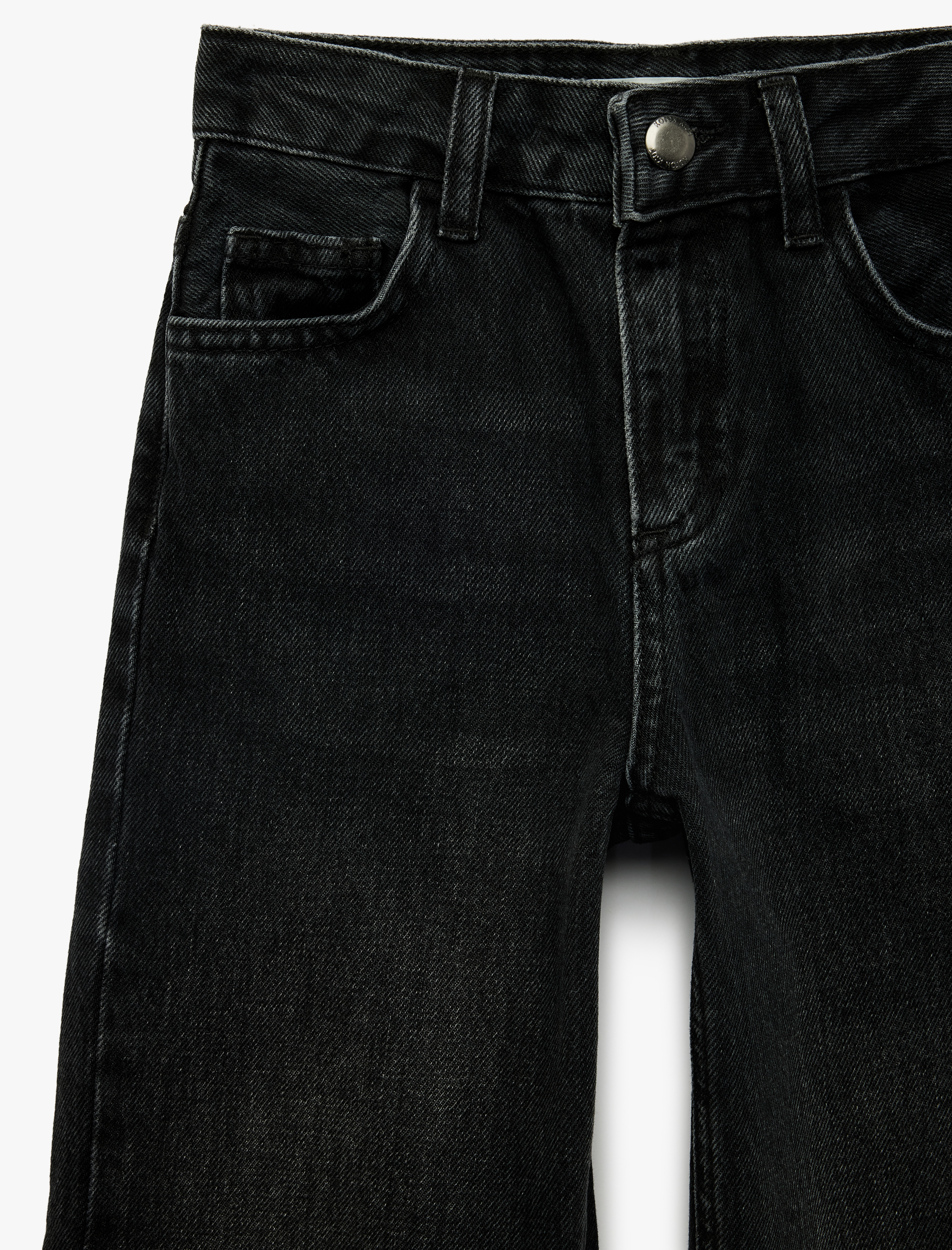  Kız Çocuk Pamuklu Kanat İşleme Detaylı Geniş Paça Denim Pantolon