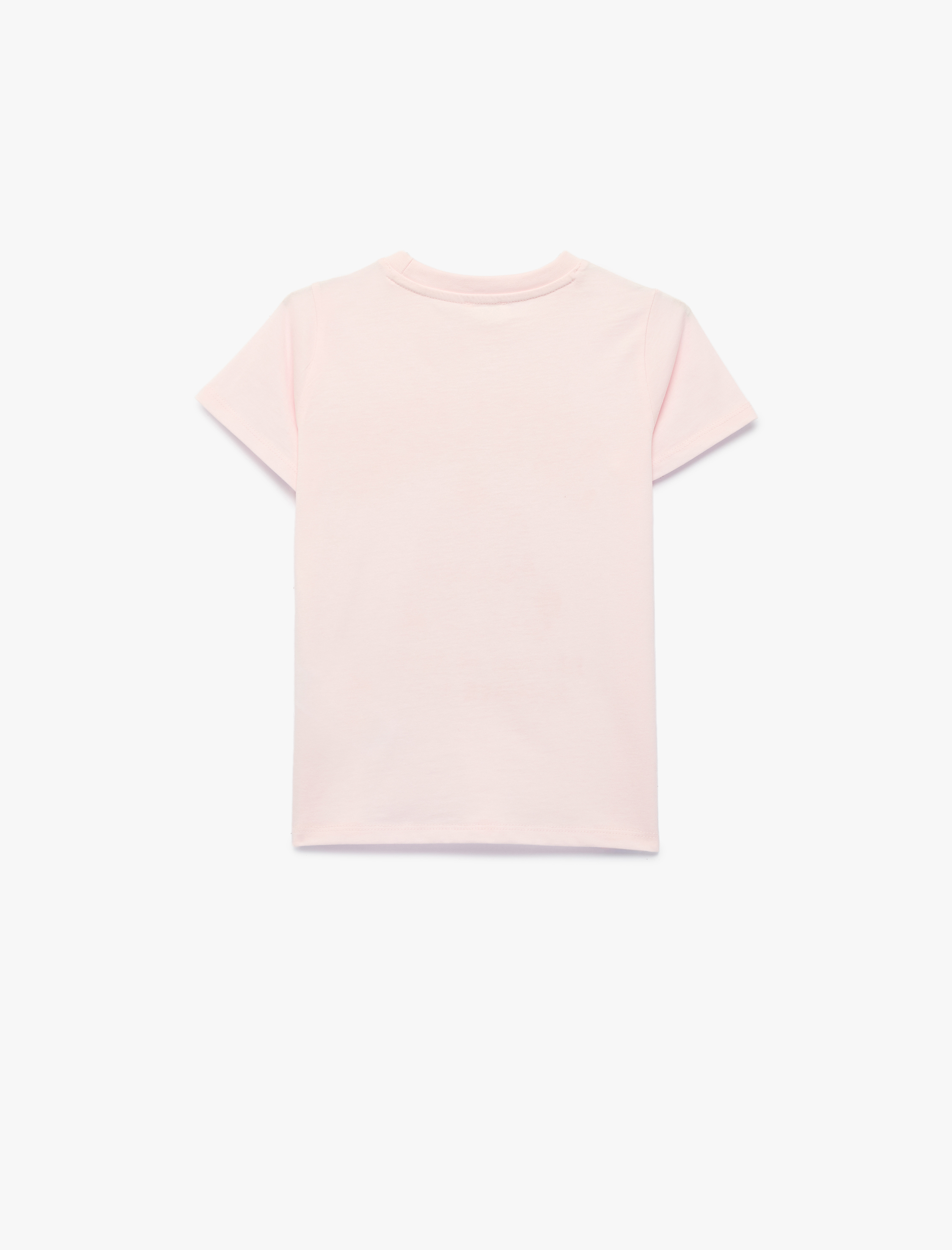  Kız Çocuk Bisiklet Yaka Kısa Kollu Pamuklu Baskılı Tişört