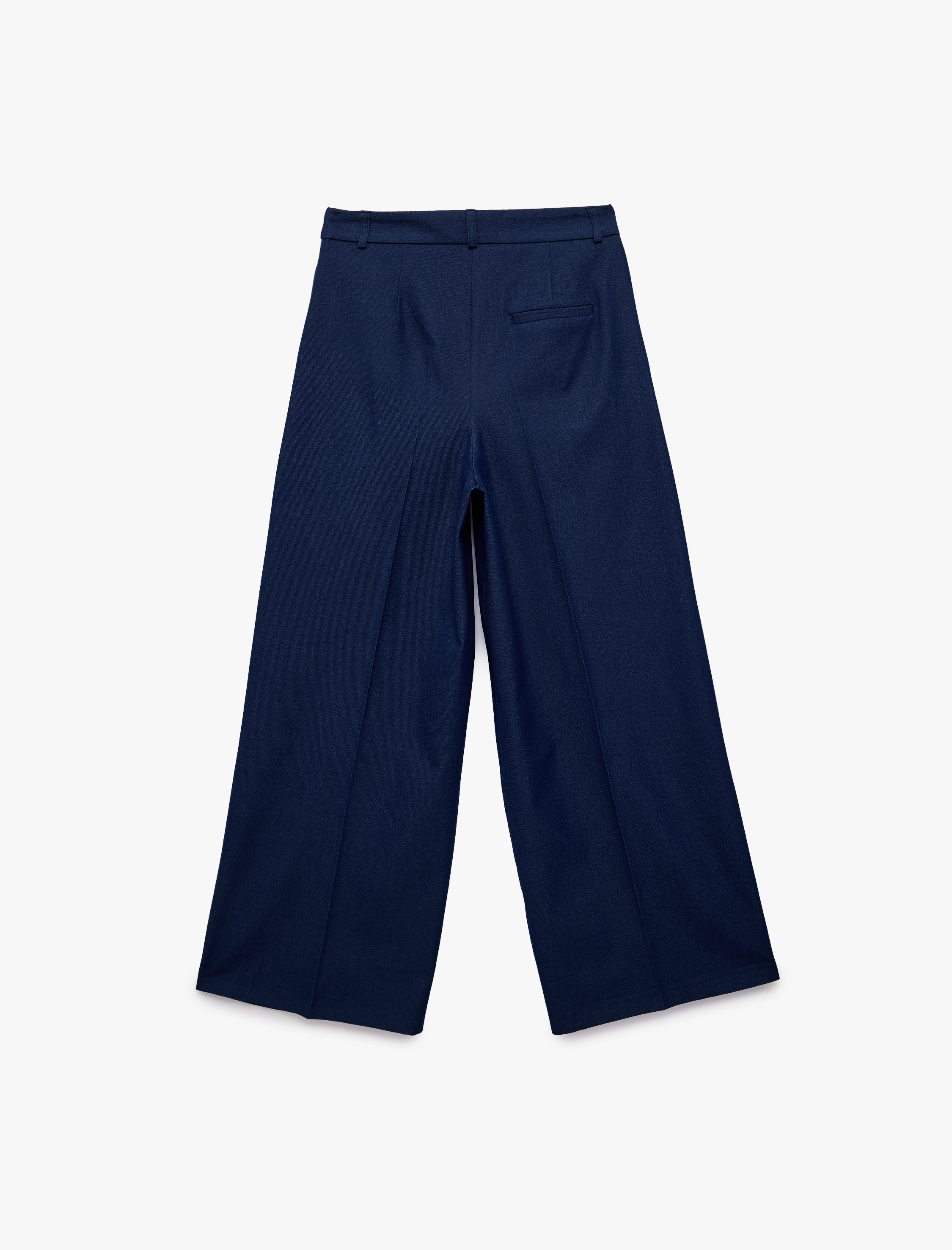   Standart Bel Cepli Nervür Detaylı Düz Geniş Paça Palazzo Pantolon