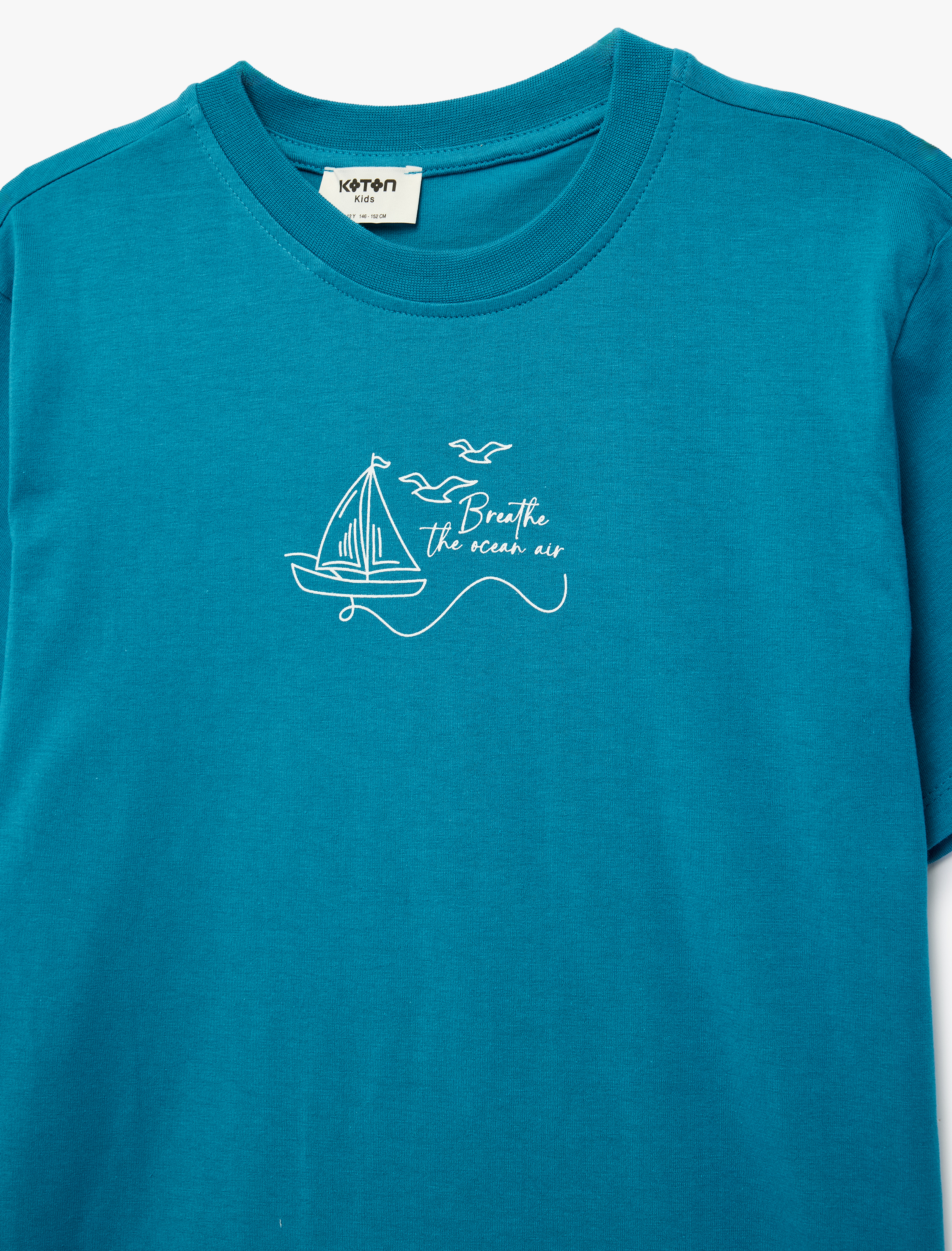  Erkek Çocuk Pamuklu Kısa Kollu Bisiklet Yaka Baskılı Tişört