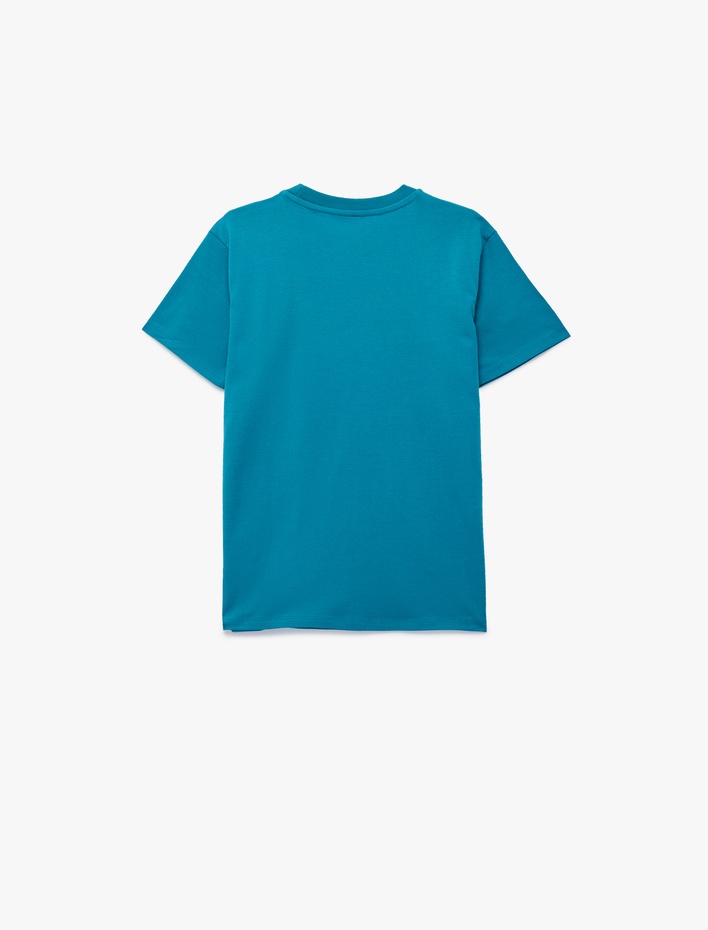 Erkek Çocuk Pamuklu Kısa Kollu Bisiklet Yaka Baskılı Tişört