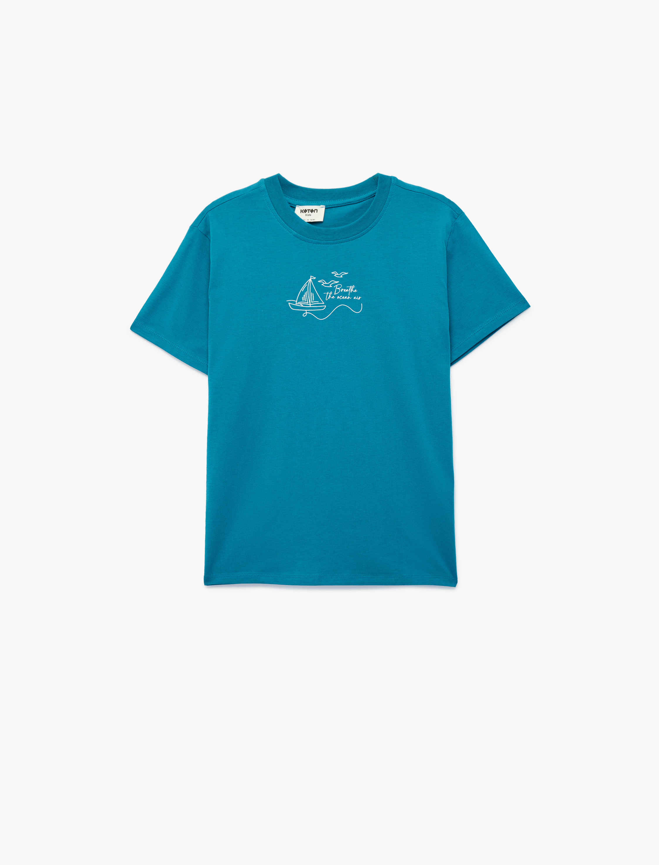  Erkek Çocuk Pamuklu Kısa Kollu Bisiklet Yaka Baskılı Tişört