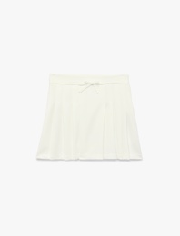 Fiyonk Detaylı Astarlı Pileli Etek