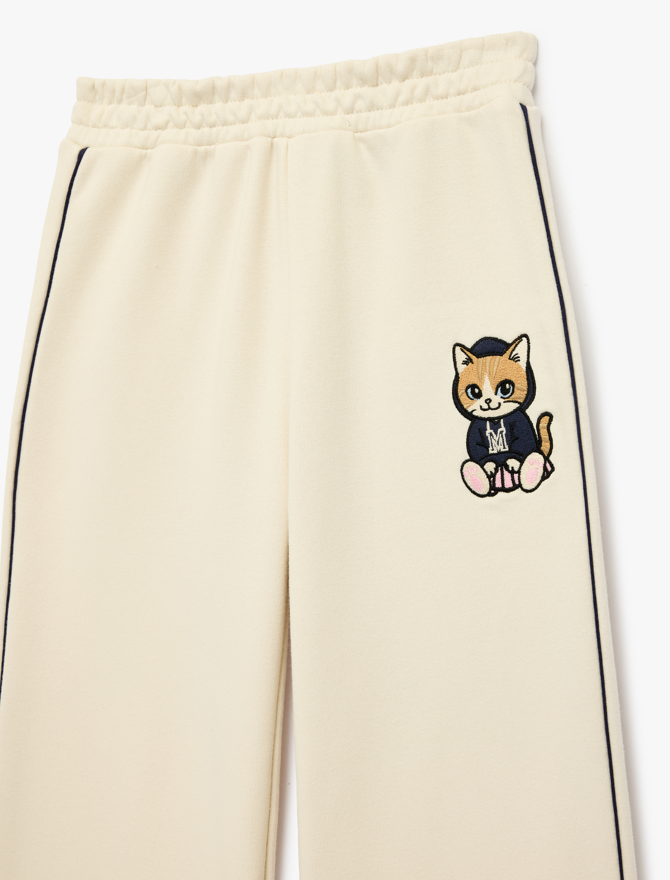  Kız Çocuk Beli Lastikli İşleme Detaylı Geniş Paça Eşofman Altı