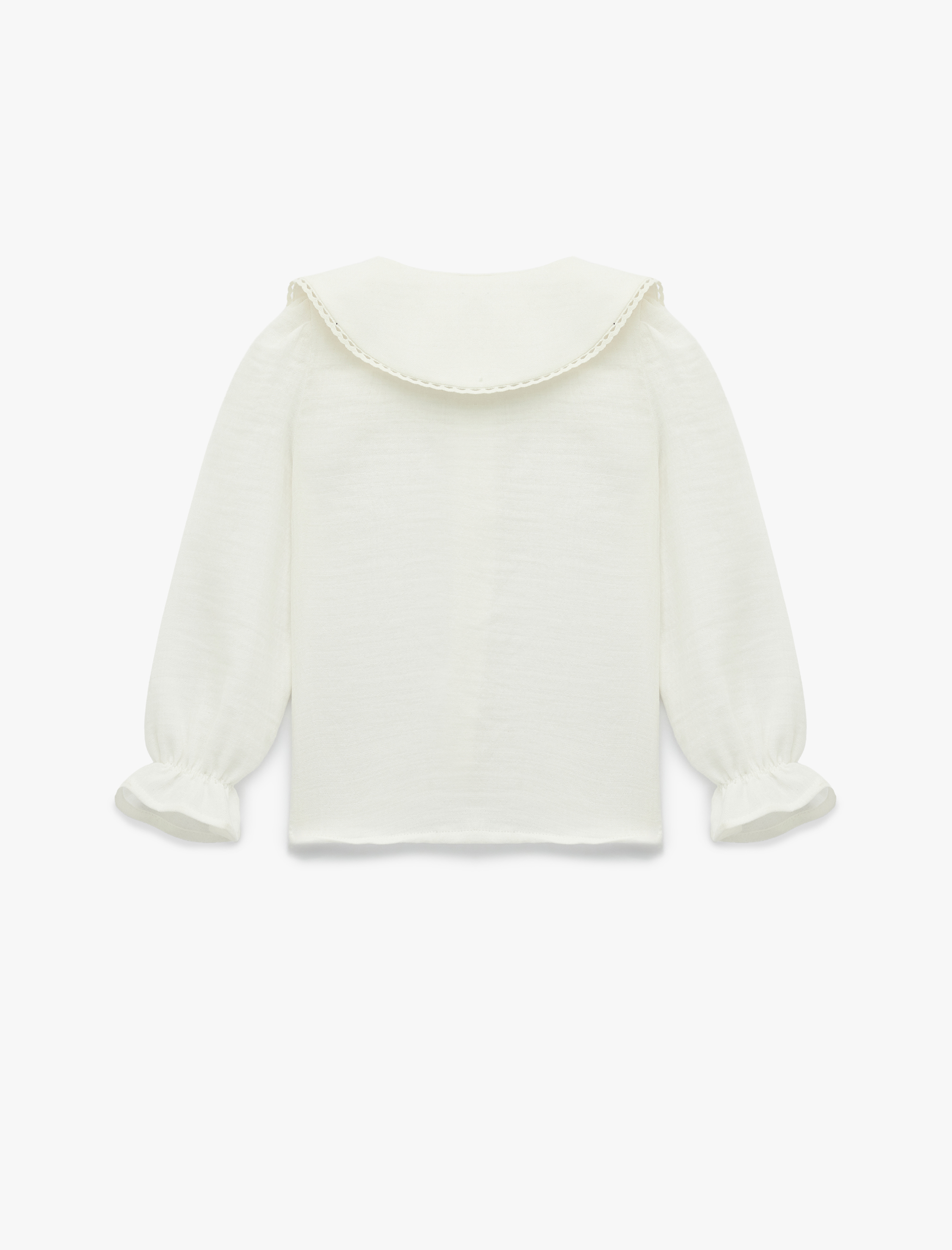  Kız Bebek Çiçek İşlemeli Düğmeli Uzun Kollu Pamuklu Bebe Yaka Gömlek