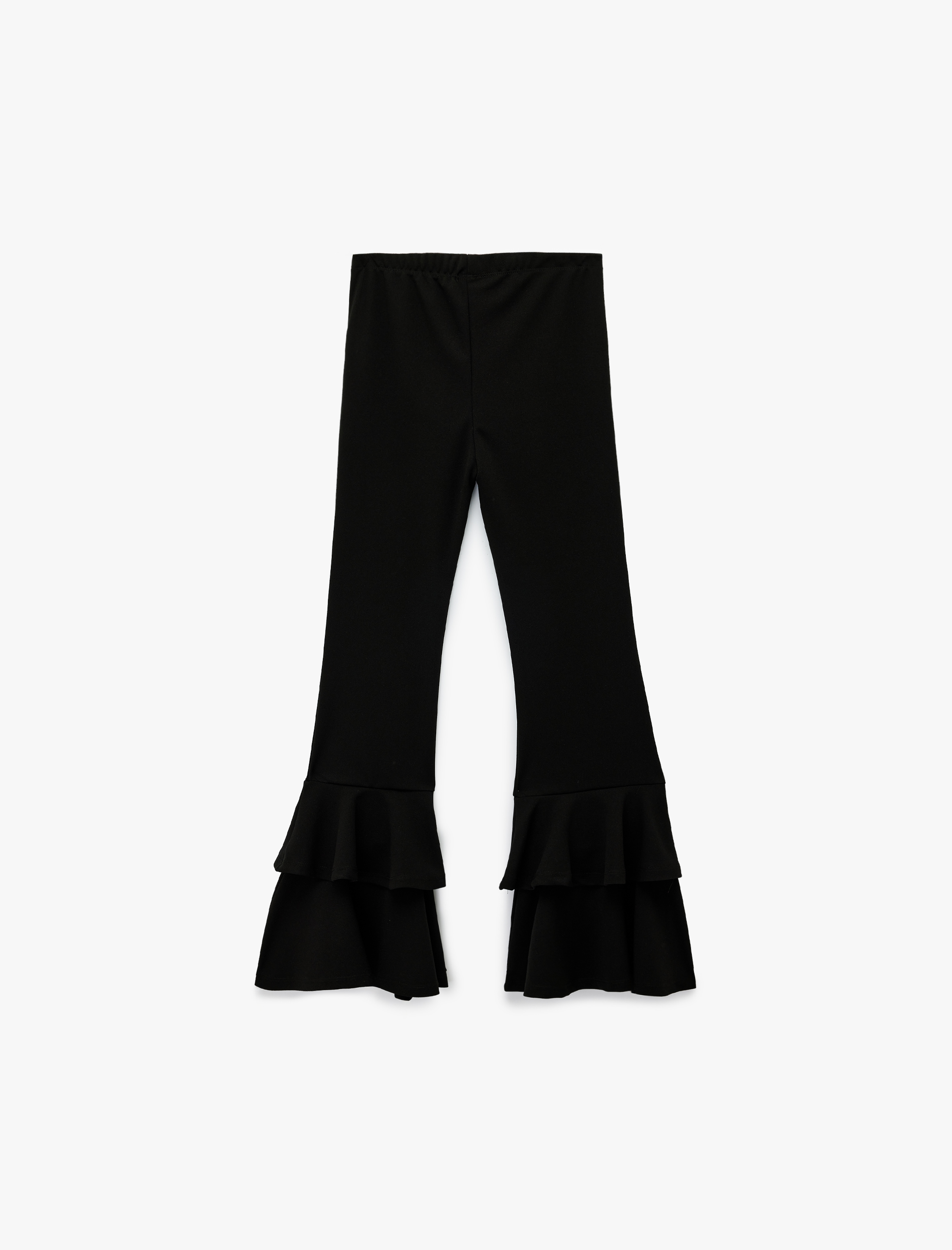  Kız Çocuk Beli Lastikli Fırfır Detaylı İspanyol Paça Pantolon