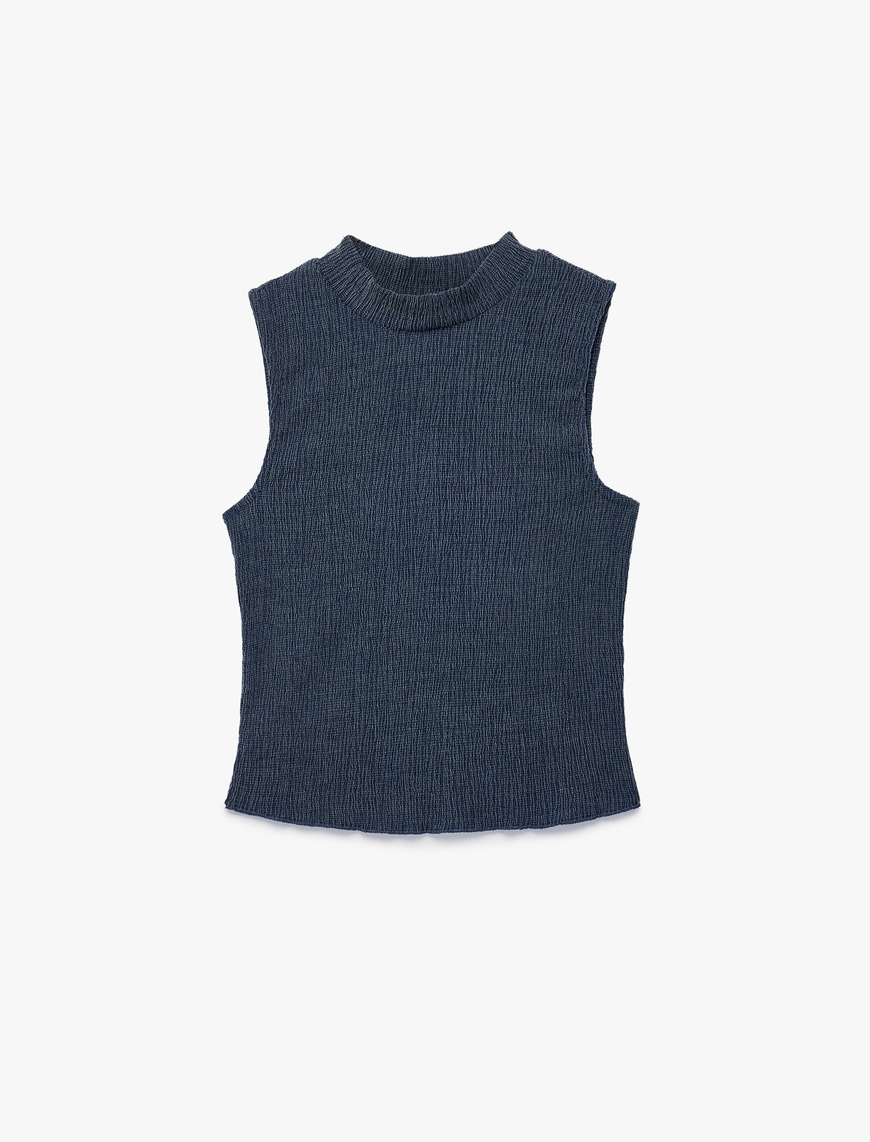 Koton Kadın Bisiklet Yaka Slim Fit Bürümcük Kolsuz Bluz