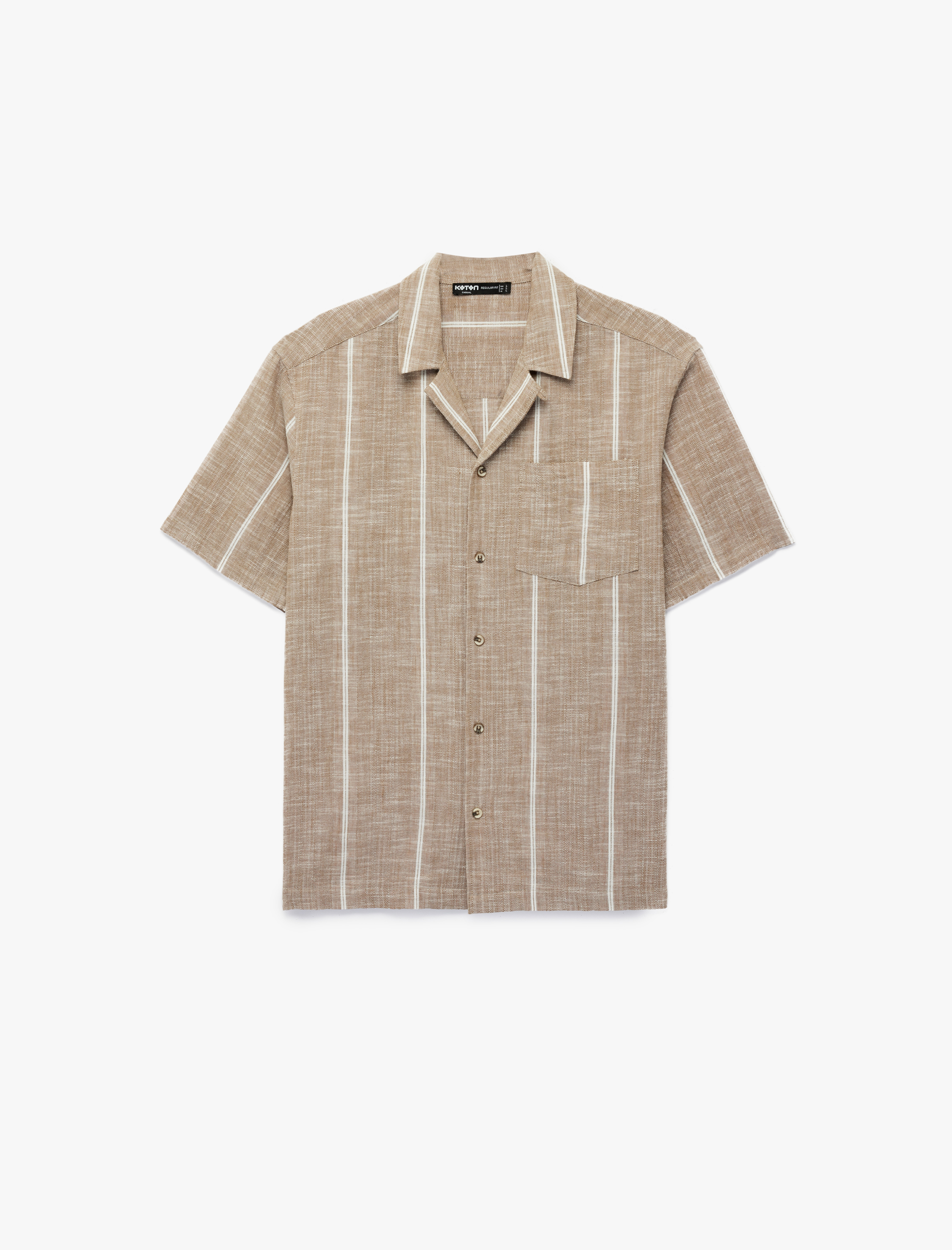   Regular Fit Cepli Pamuklu Devrik Yaka Kısa Kollu Gömlek