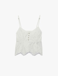 Pamuklu İp Askılı V Yaka Düğmeli Fisto Bluz