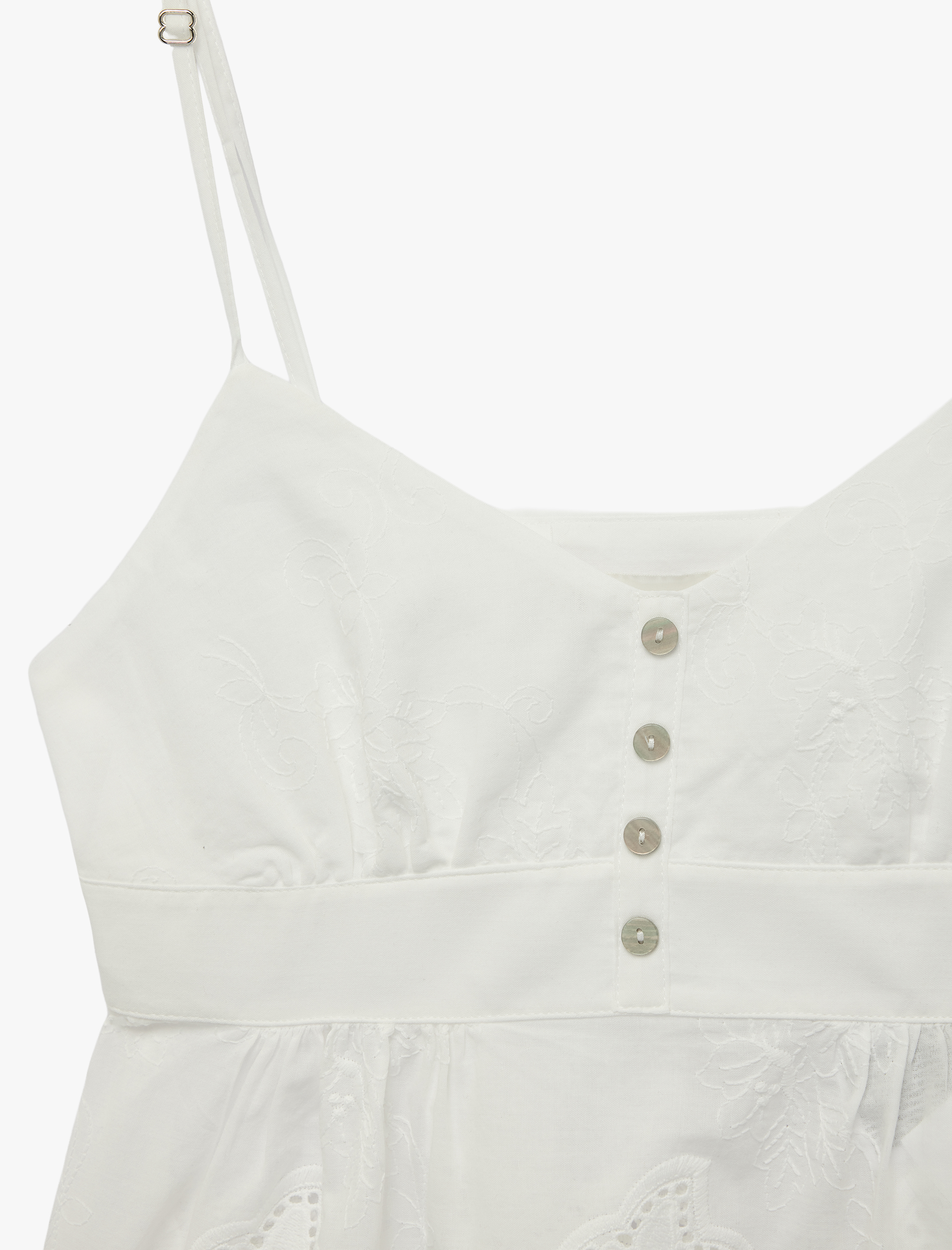   Pamuklu İp Askılı V Yaka Düğmeli Fisto Bluz