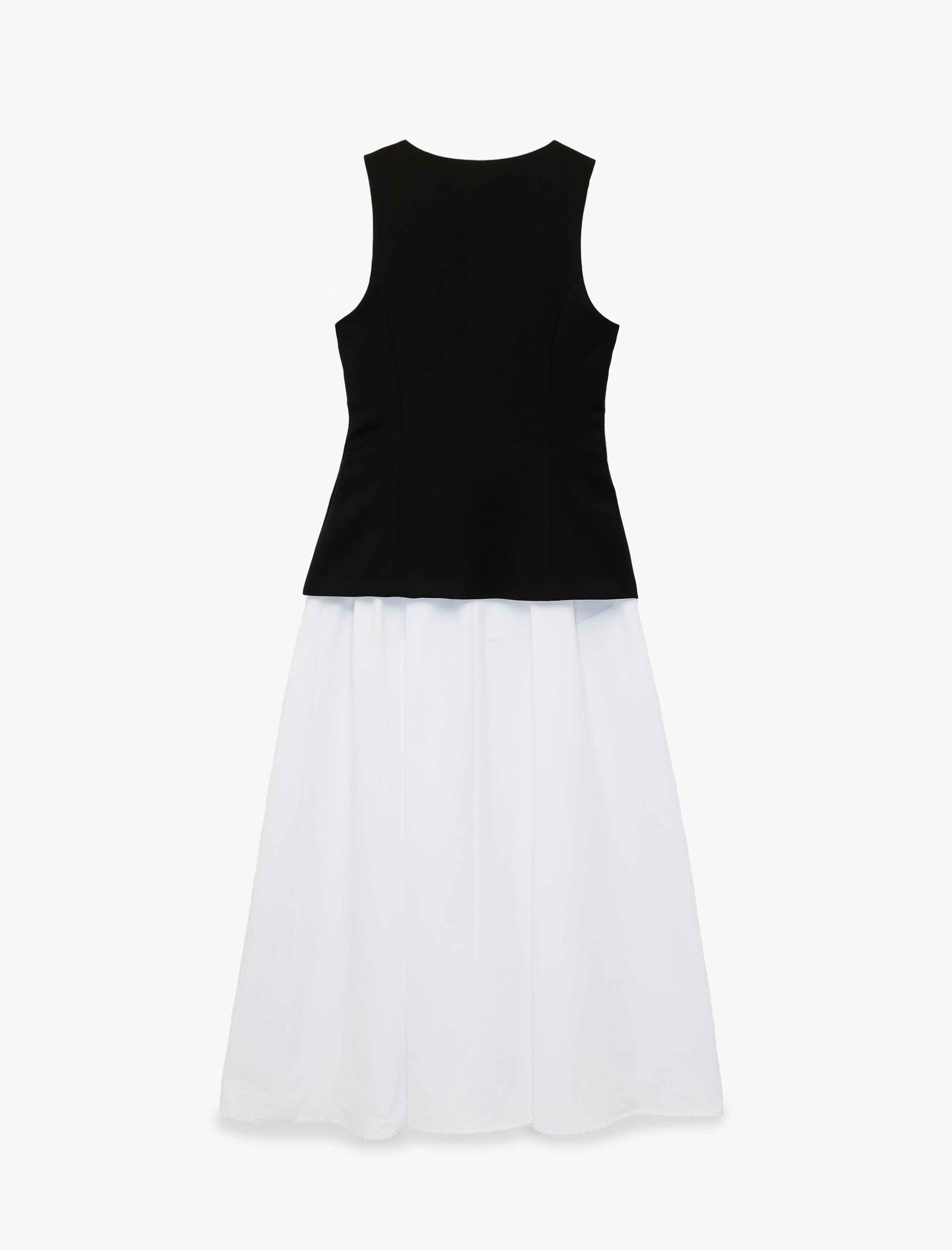   Bisiklet Yaka Düğmeli Yelek Detaylı Kolsuz A Kesim Uzun Elbise