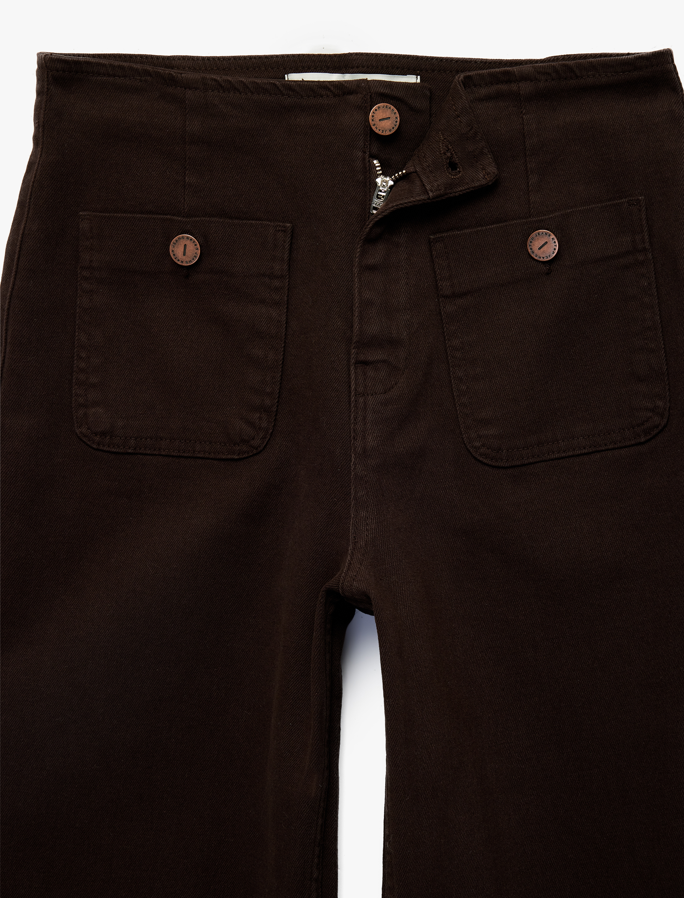   Yüksek Bel Cep Detaylı Düğmeli Geniş Paça Pantolon - Culotte Jeans