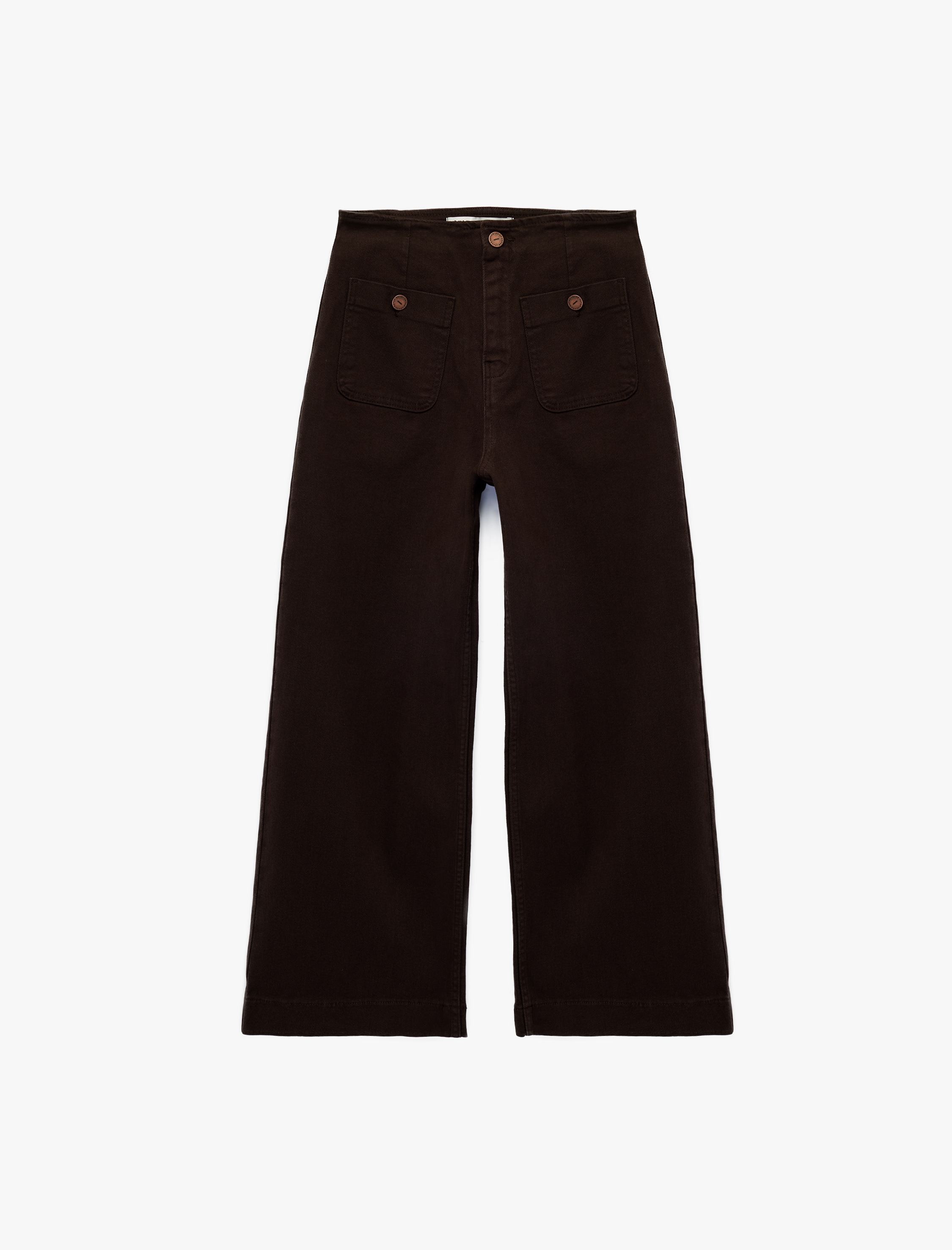   Yüksek Bel Cep Detaylı Düğmeli Geniş Paça Pantolon - Culotte Jeans