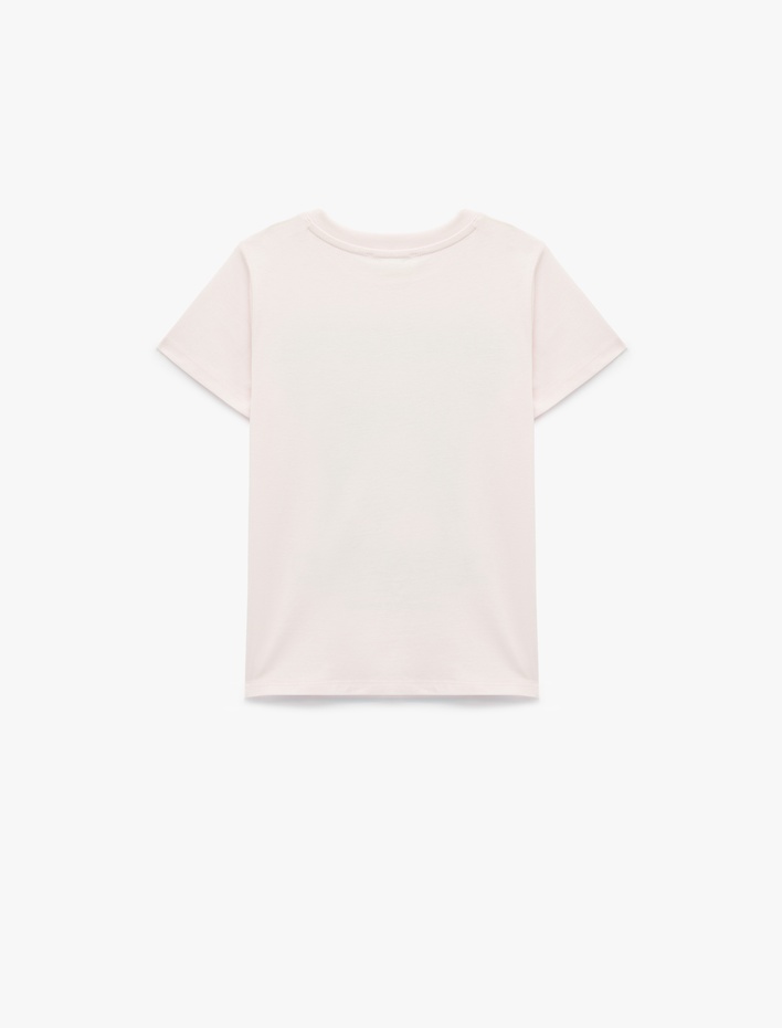 Kız Çocuk Anime Baskılı Kısa Kollu Bisiklet Yaka Pamuklu Tişört