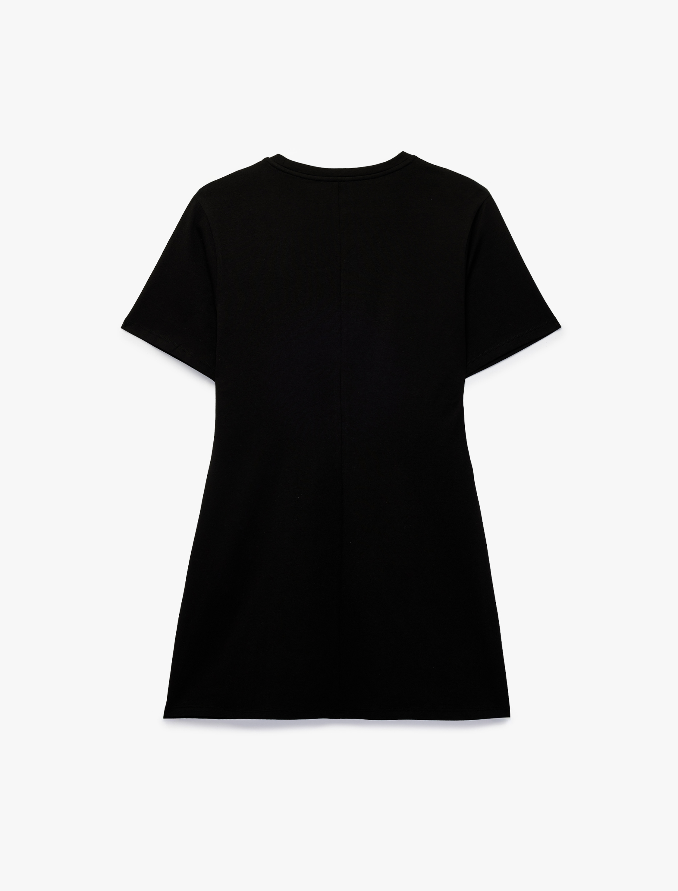   Bisiklet Yaka Kısa Kollu Zincir Detaylı Mini Elbise