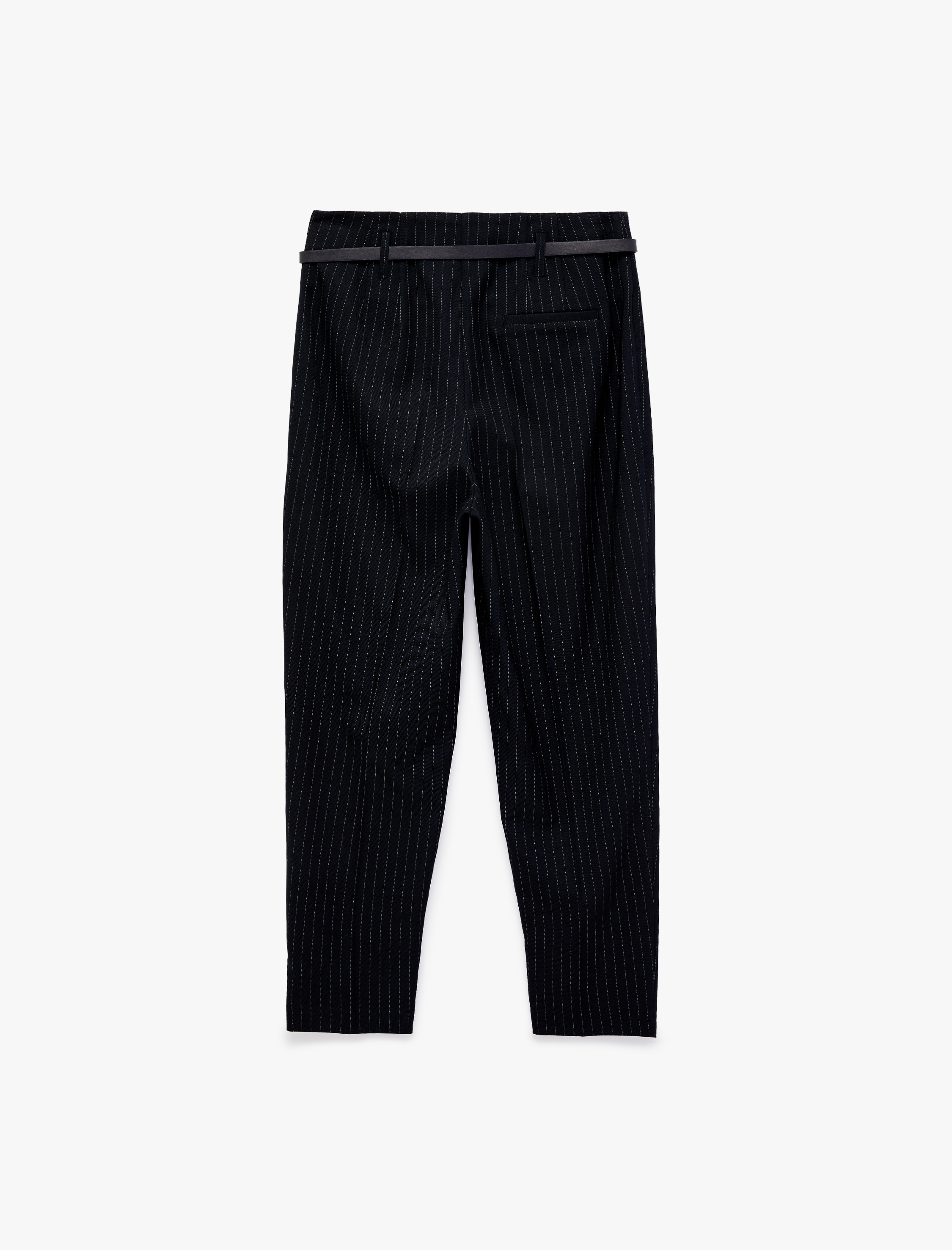   Kemer Detaylı Yüksek Bel Cepli Çizgili Havuç Pantolon