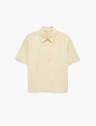 Modal Kumaş Yarım Düğmeli Kısa Kollu Polo Yaka Tişört